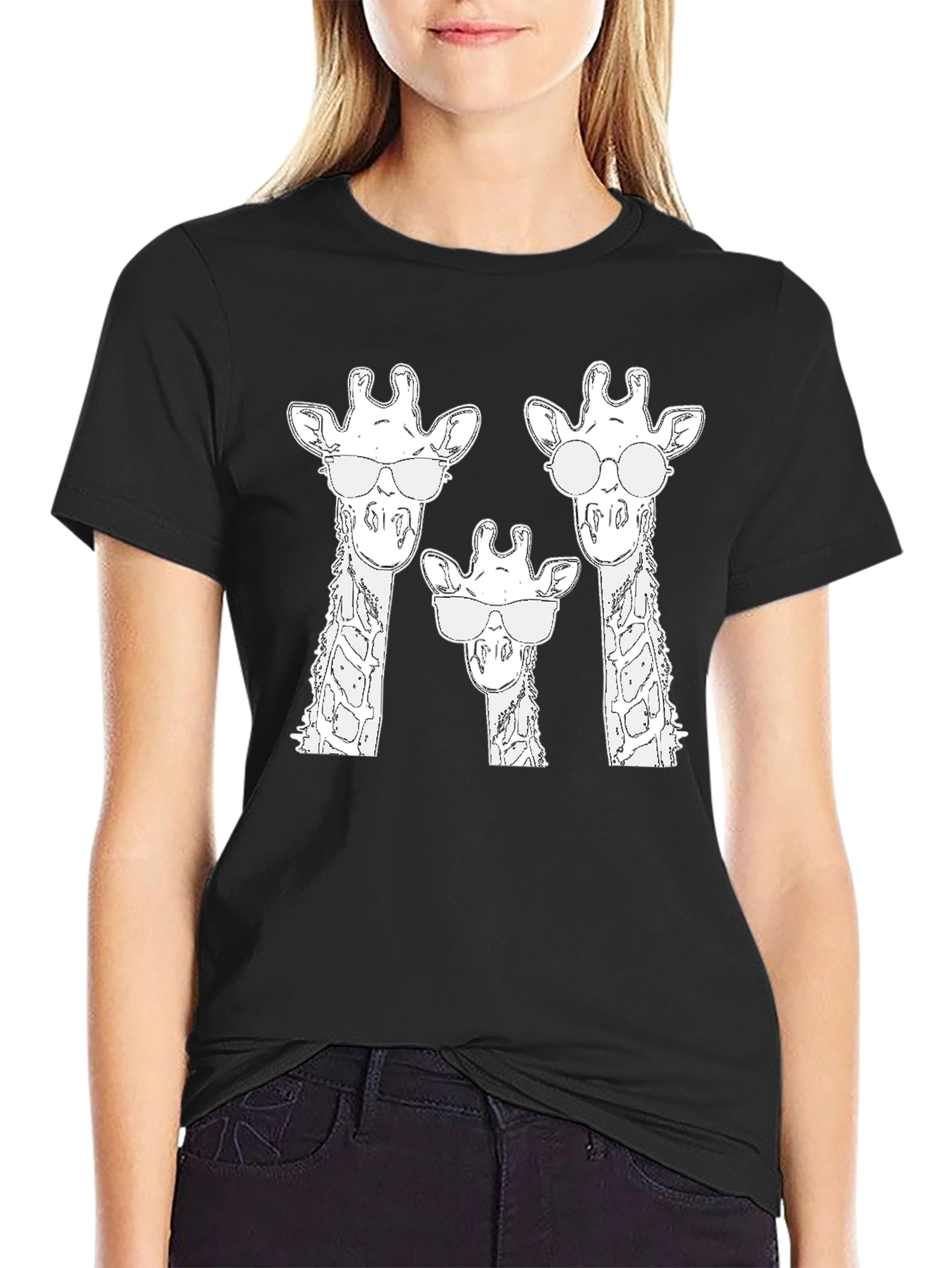 Giraffe Family Sunglasses Graphic Tee