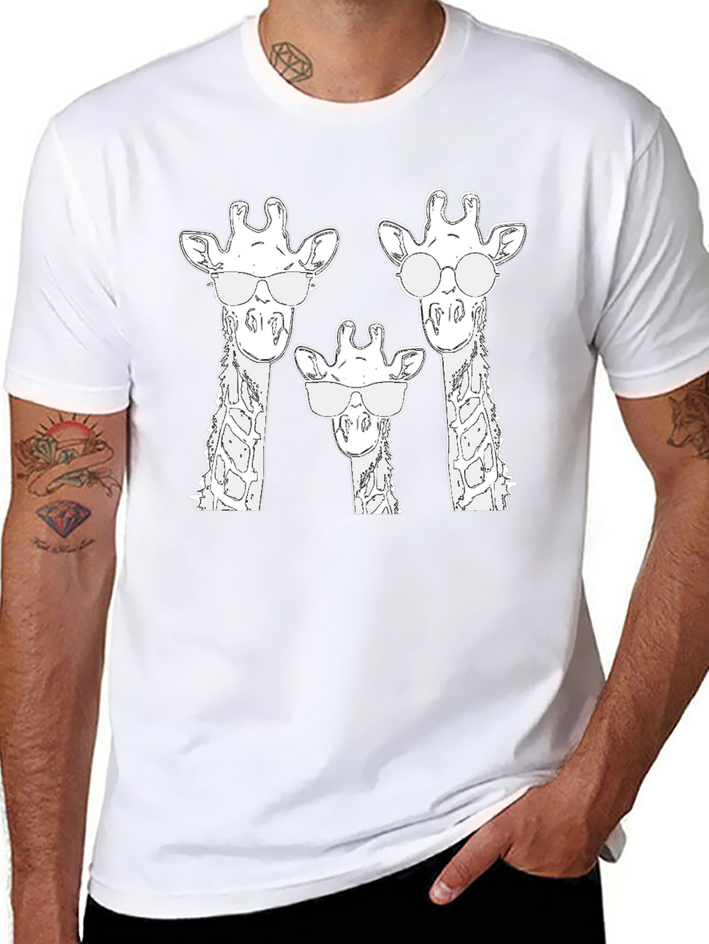 Giraffe Family Sunglasses Graphic Tee