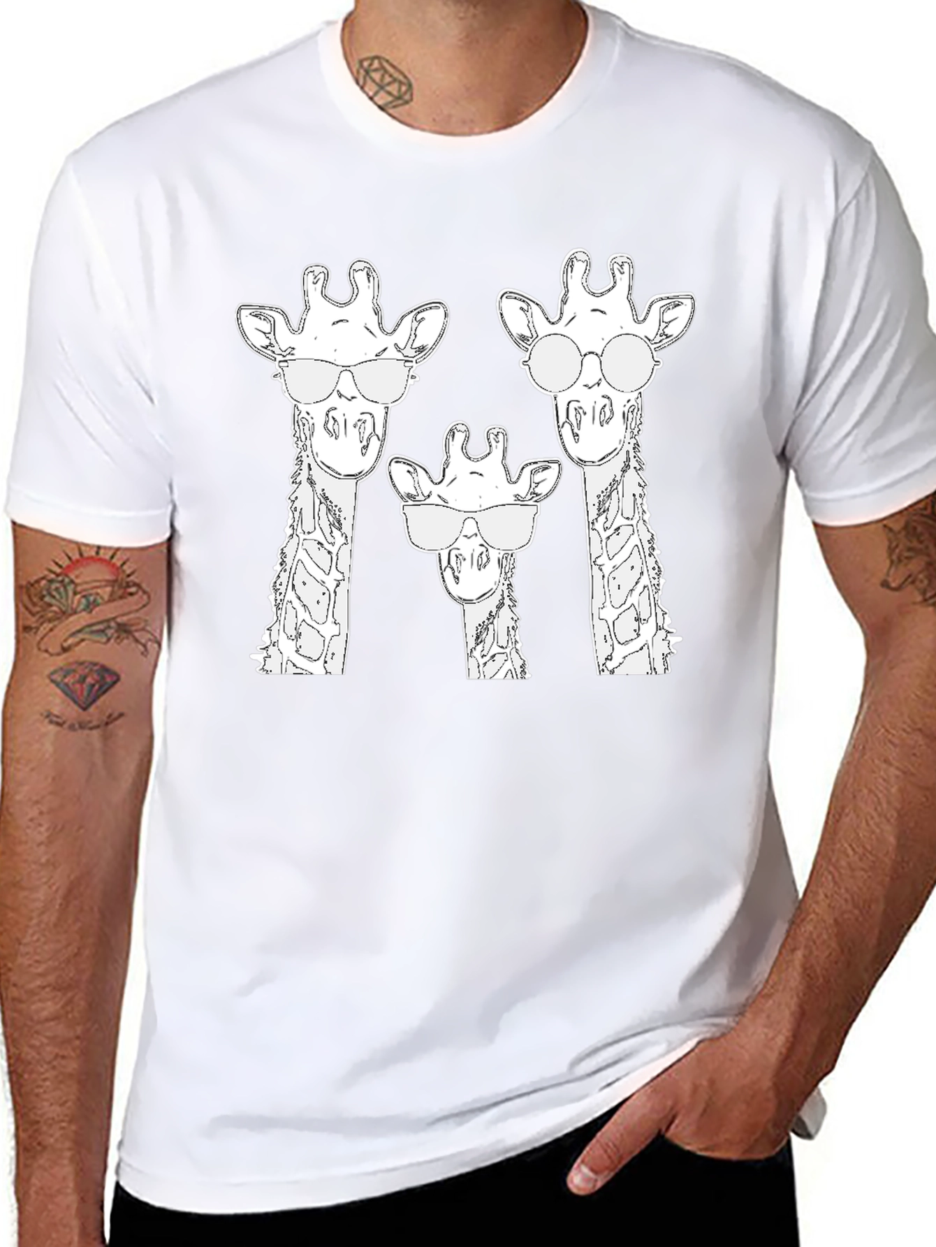 Giraffe Family Sunglasses Graphic Tee