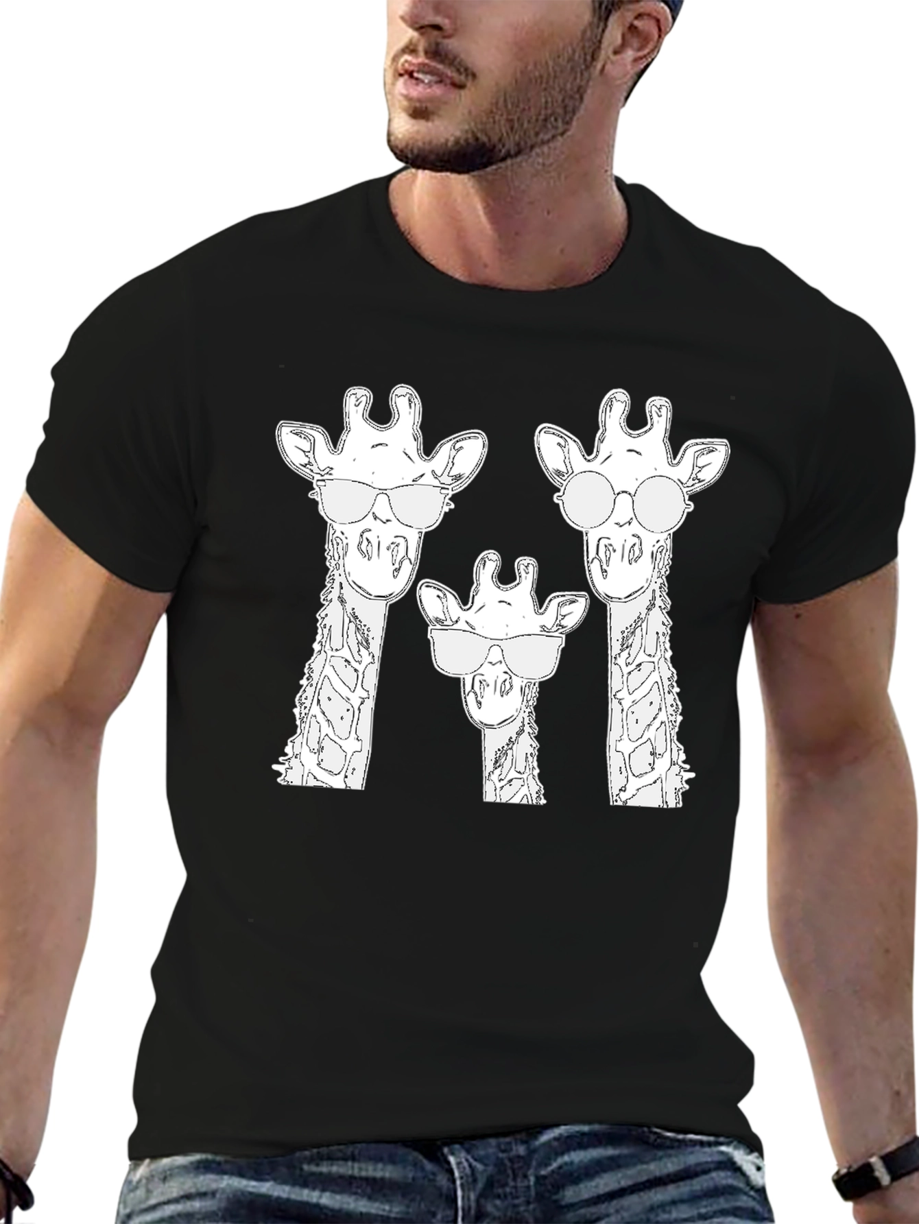 Giraffe Family Sunglasses Graphic Tee