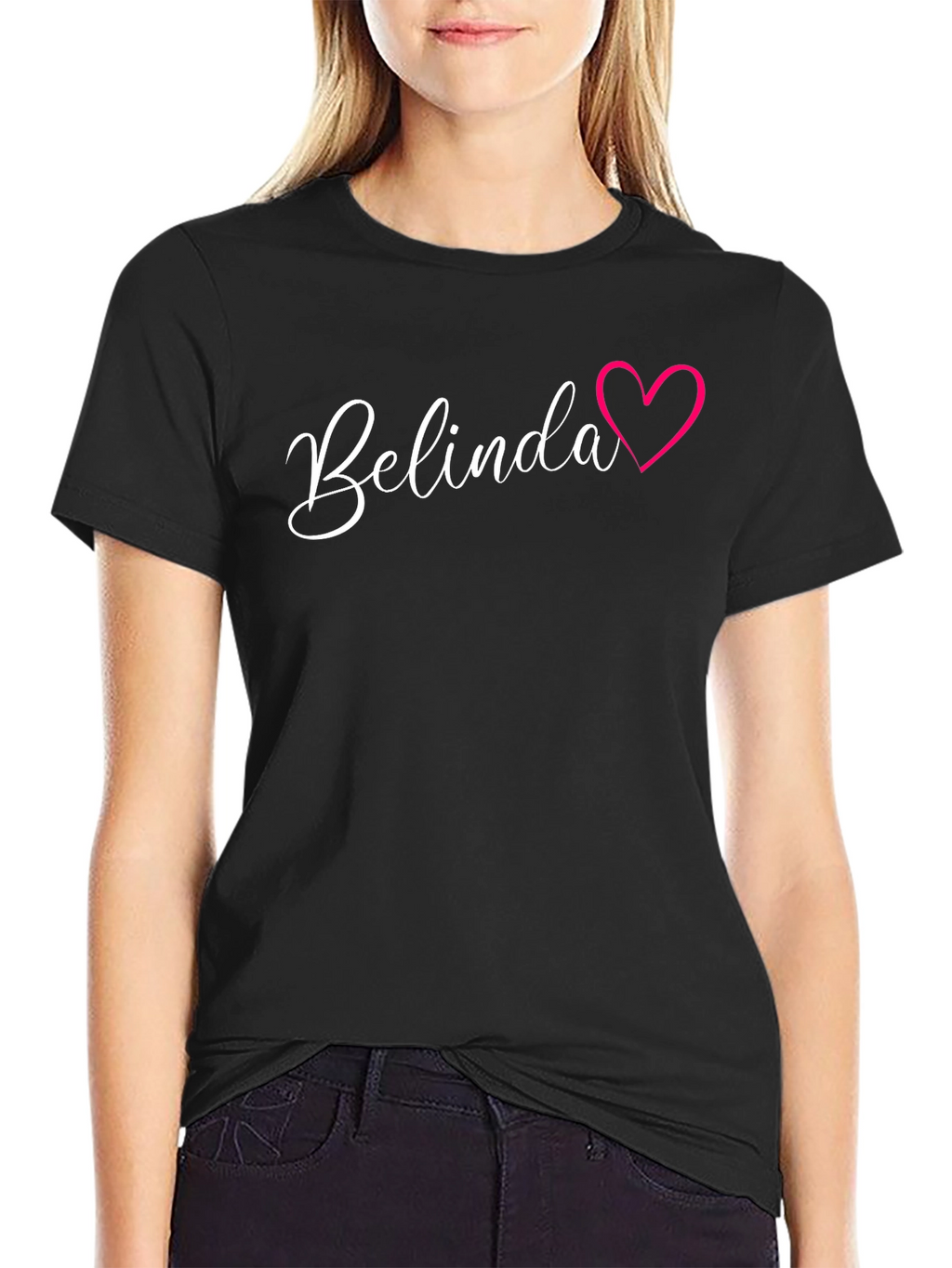 Belinda Heart Graphic Tee - Stylish Black T-Shirt