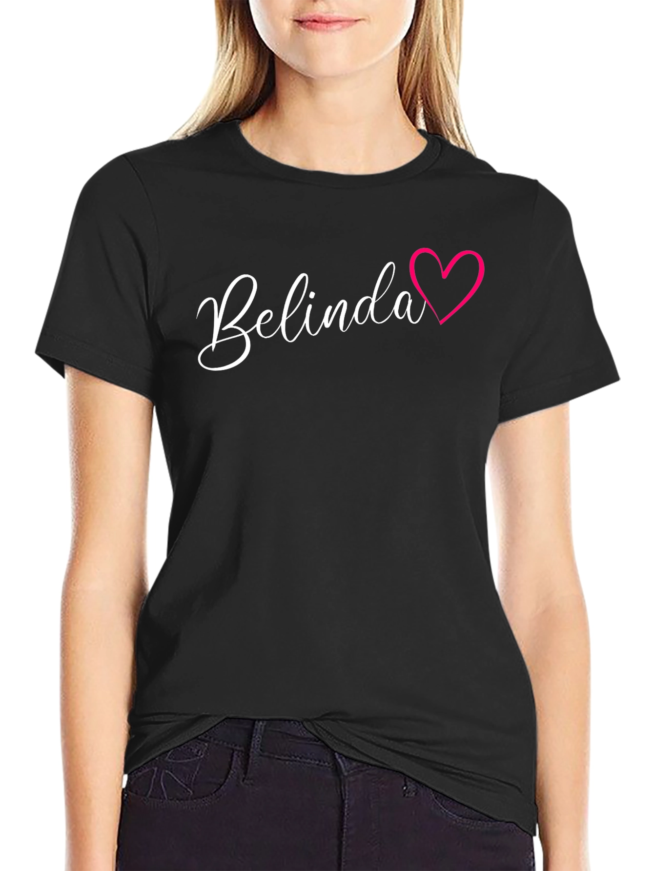 Belinda Heart Graphic Tee - Stylish Black T-Shirt
