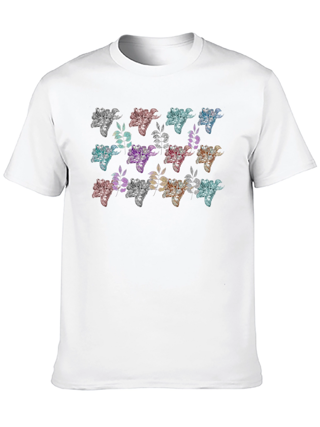 Floral Pattern Black T-Shirt for Men