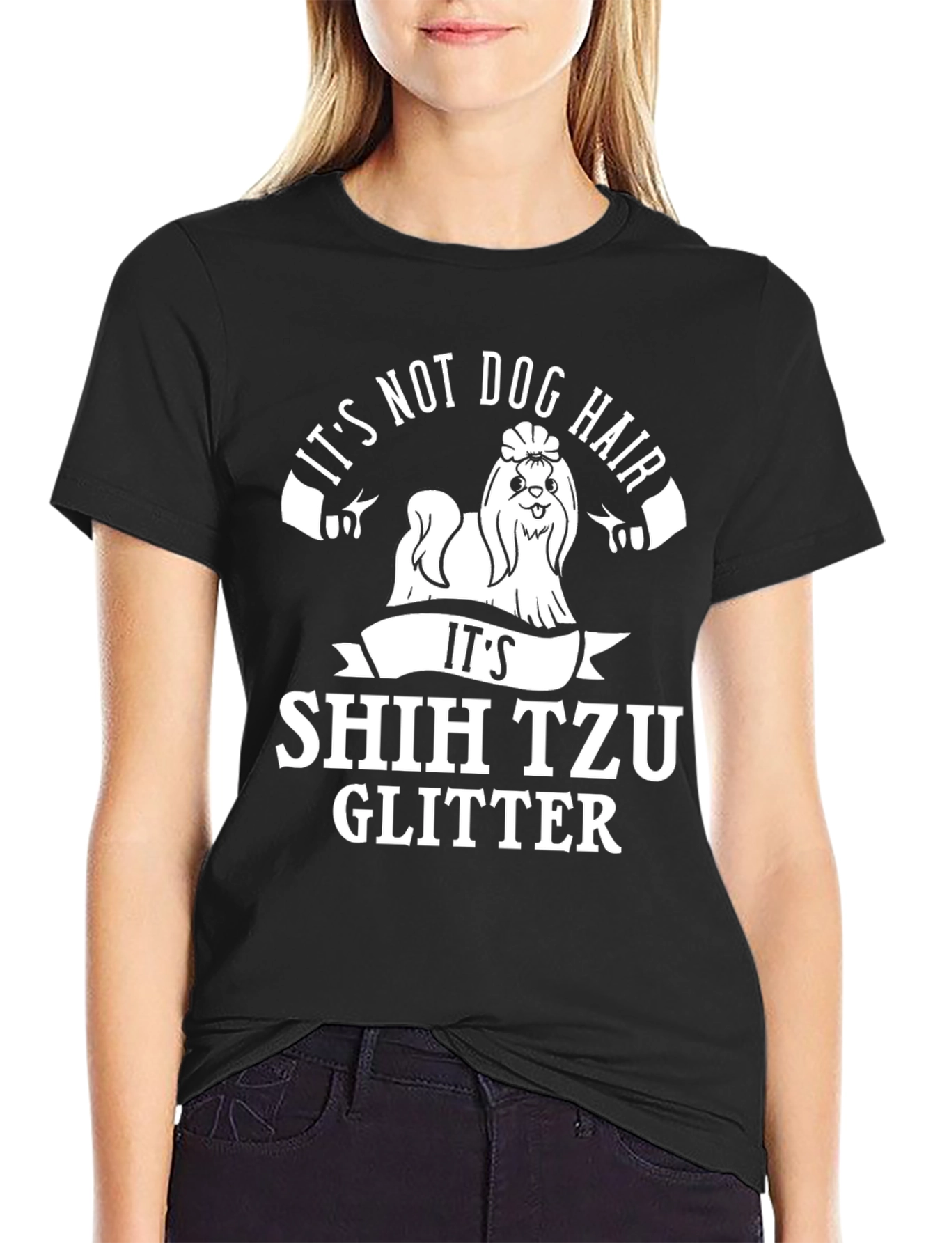 Its Shih Tzu Glitter T-Shirt Funny Dog Lover Tee