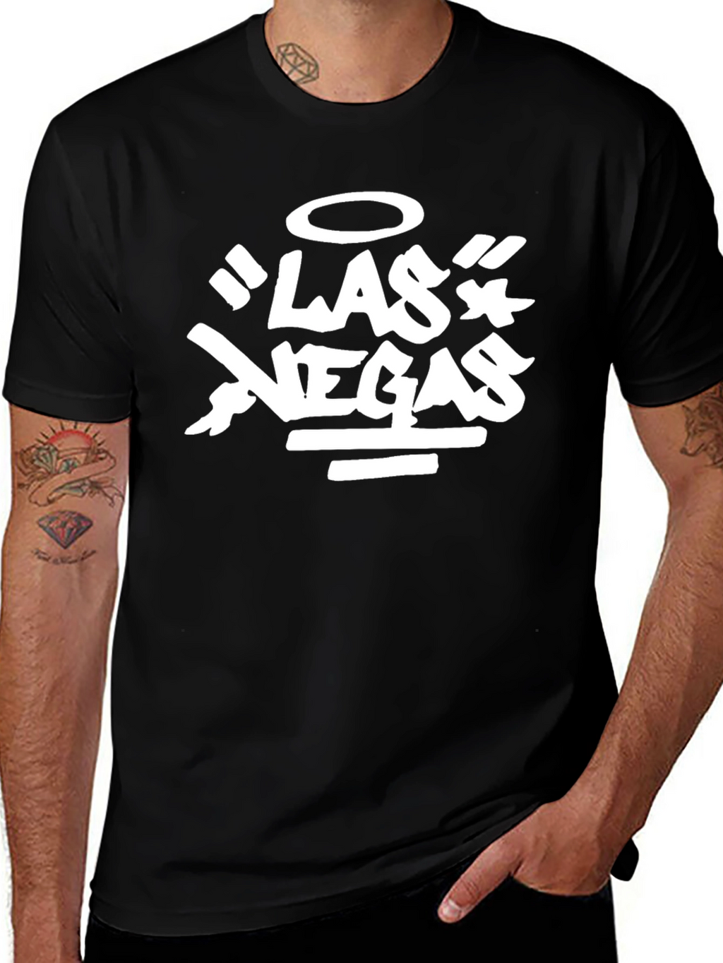 Las Vegas Graphic Print Black T-Shirt