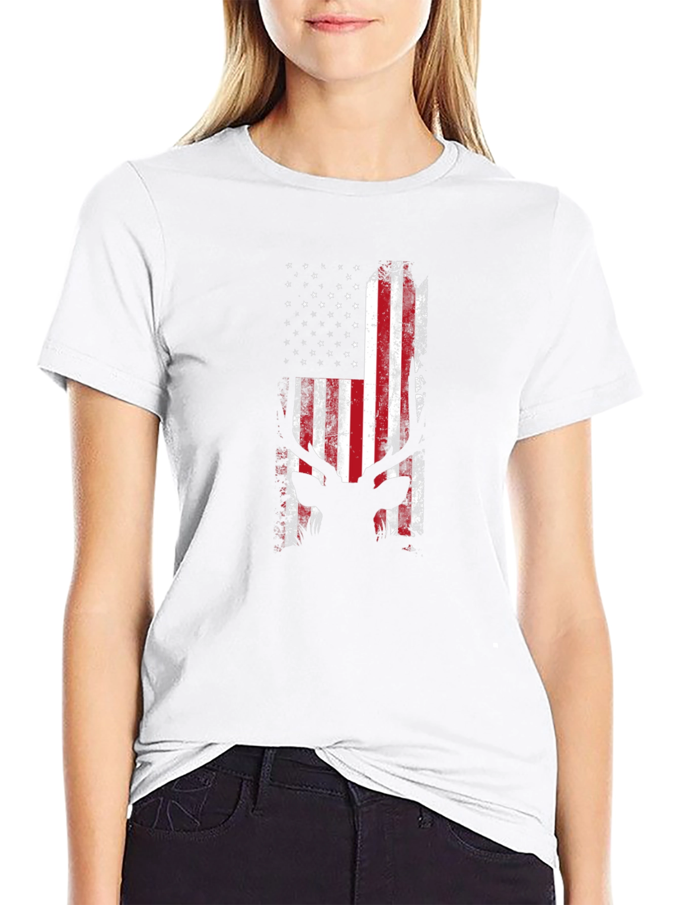 American Flag Deer Silhouette T-Shirt