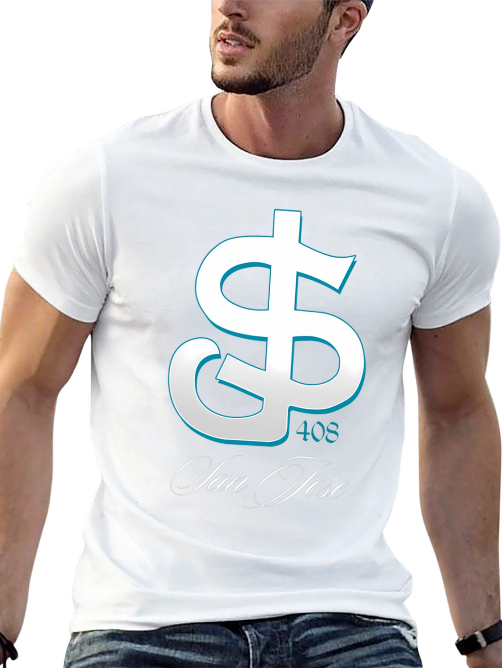 San Jose 408 Dollar Sign Black T-Shirt