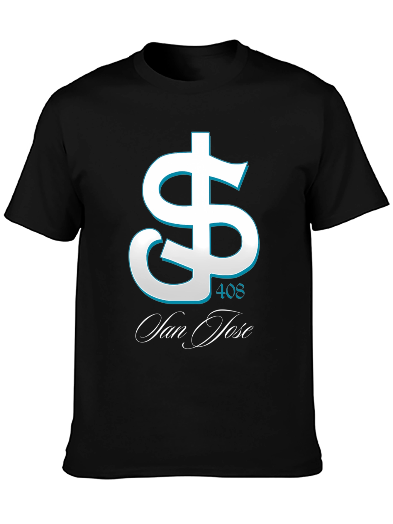 San Jose 408 Dollar Sign Black T-Shirt