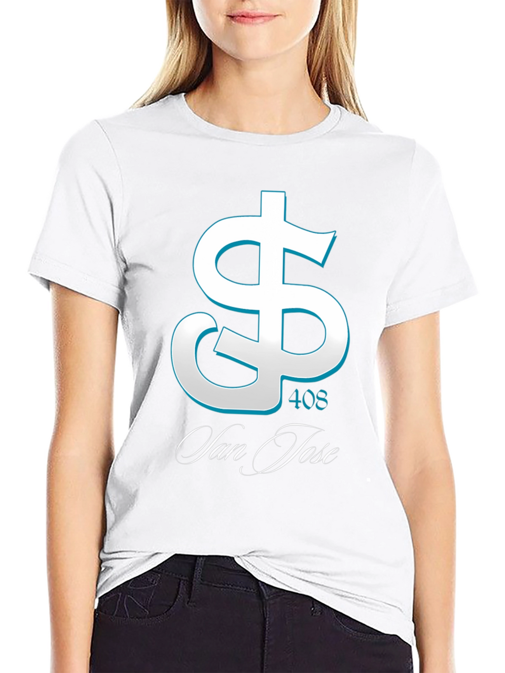 San Jose 408 Dollar Sign Black T-Shirt