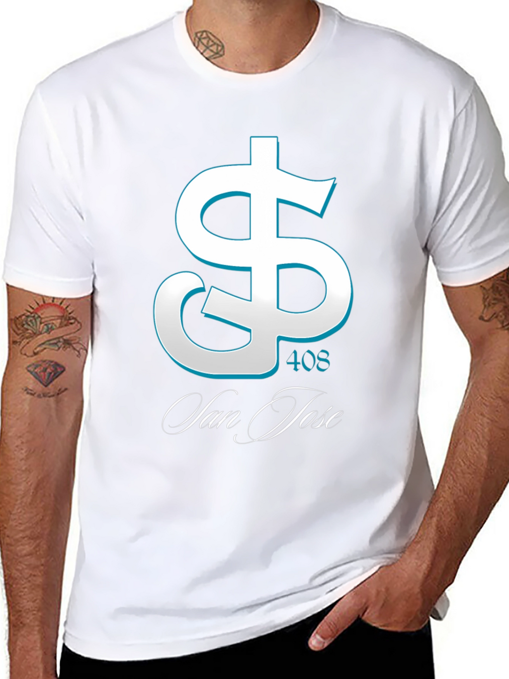 San Jose 408 Dollar Sign Black T-Shirt