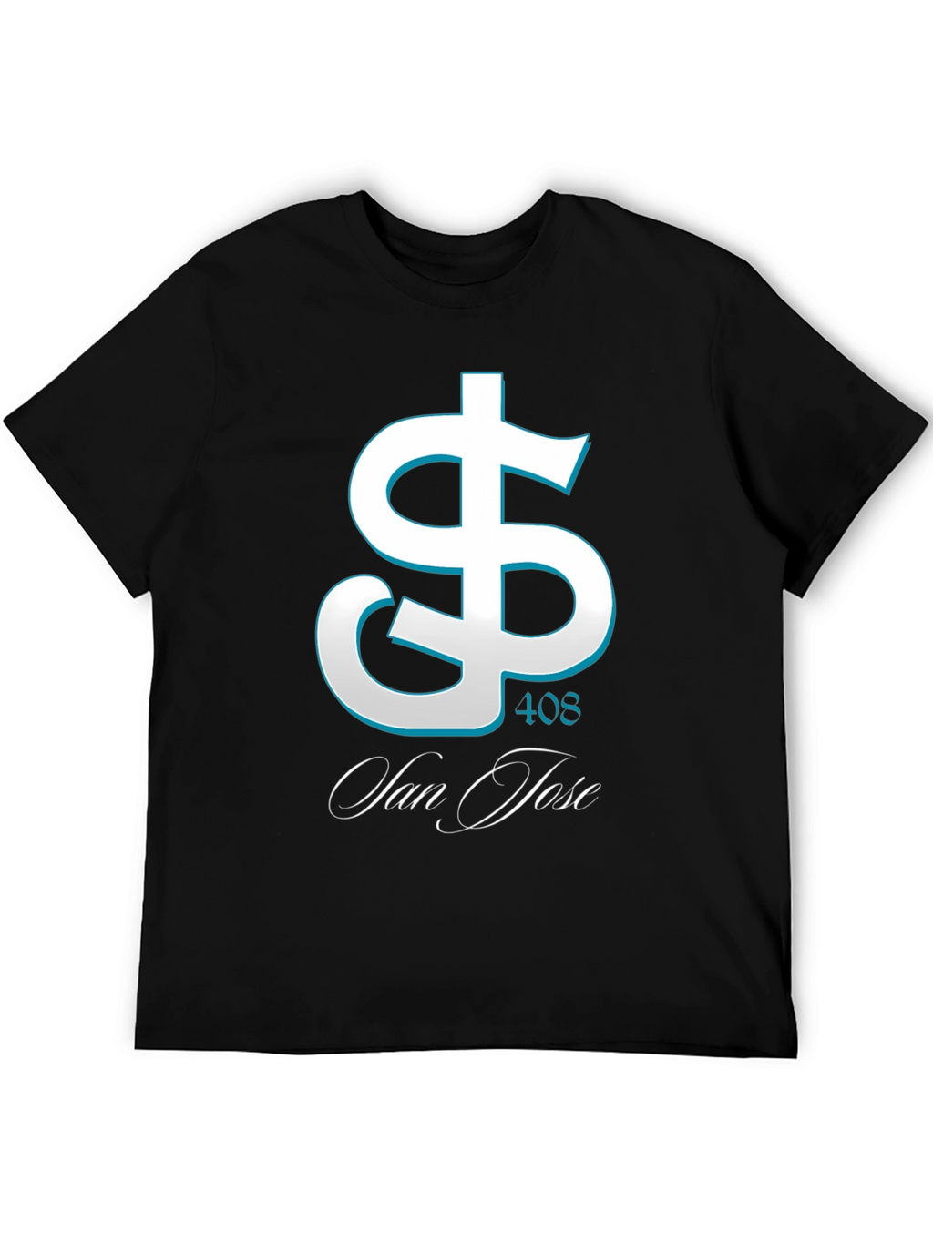 San Jose 408 Dollar Sign Black T-Shirt