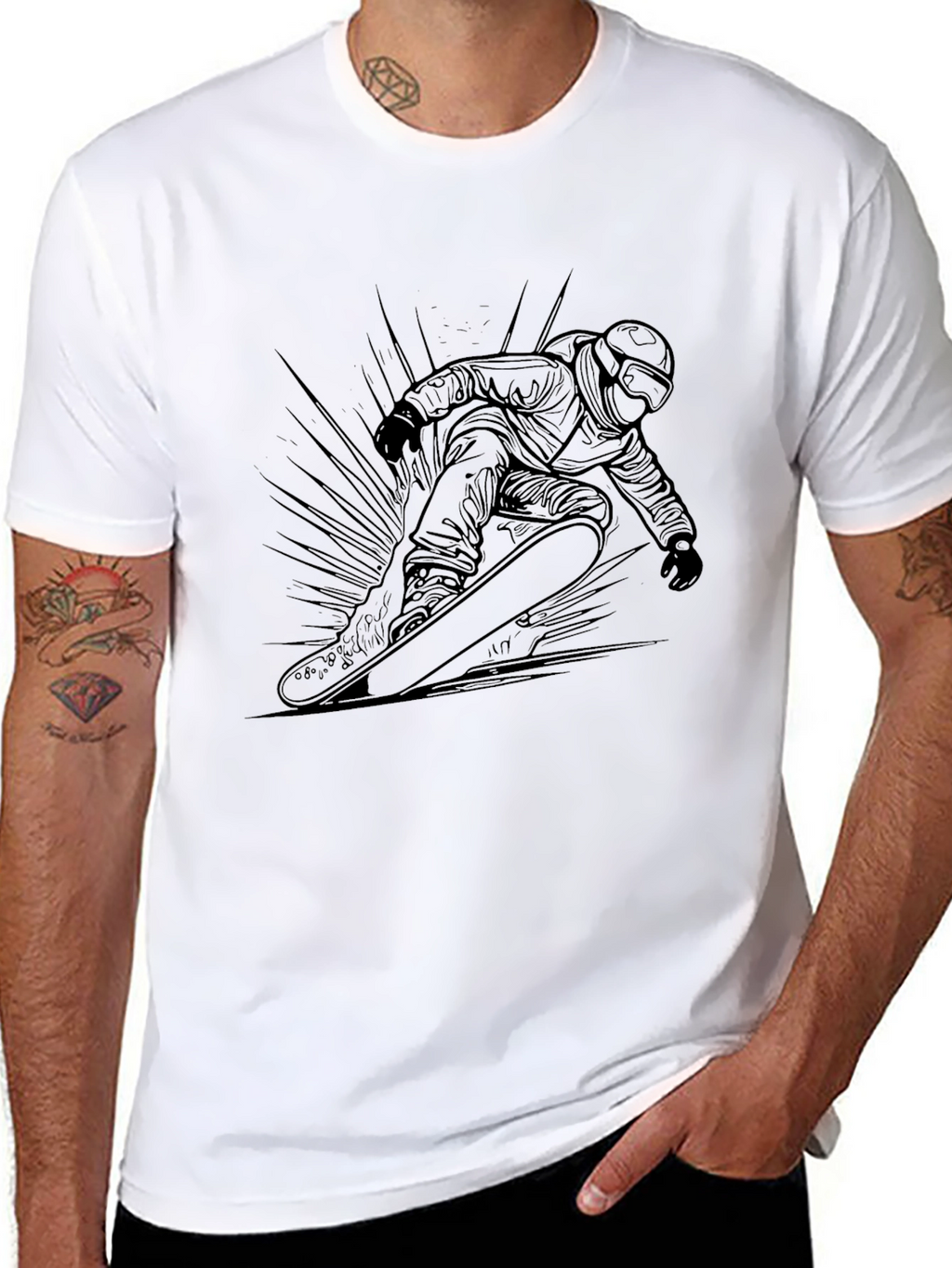 Black Snowboarder Graphic Tee - Cool Style