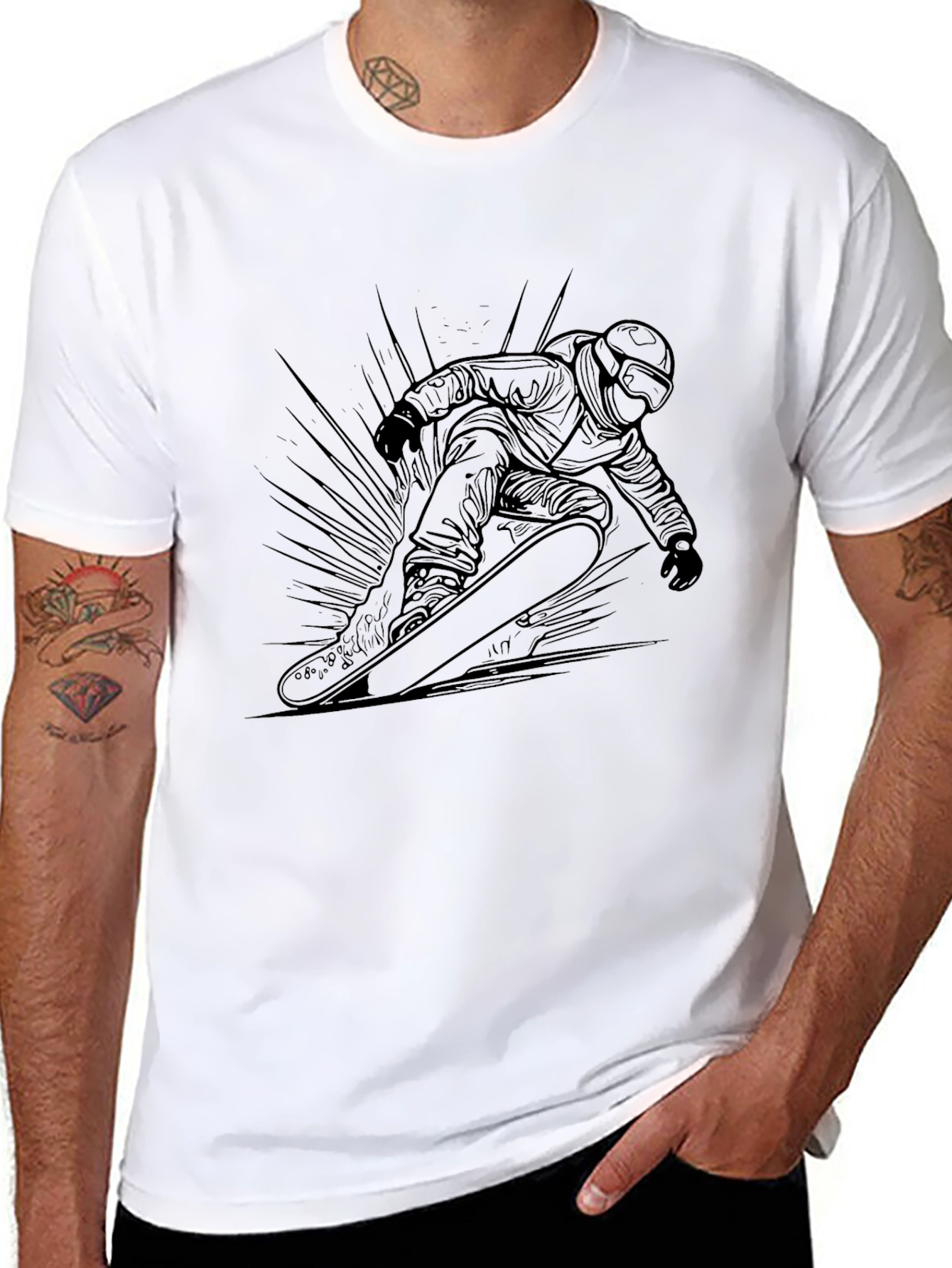 Black Snowboarder Graphic Tee - Cool Style
