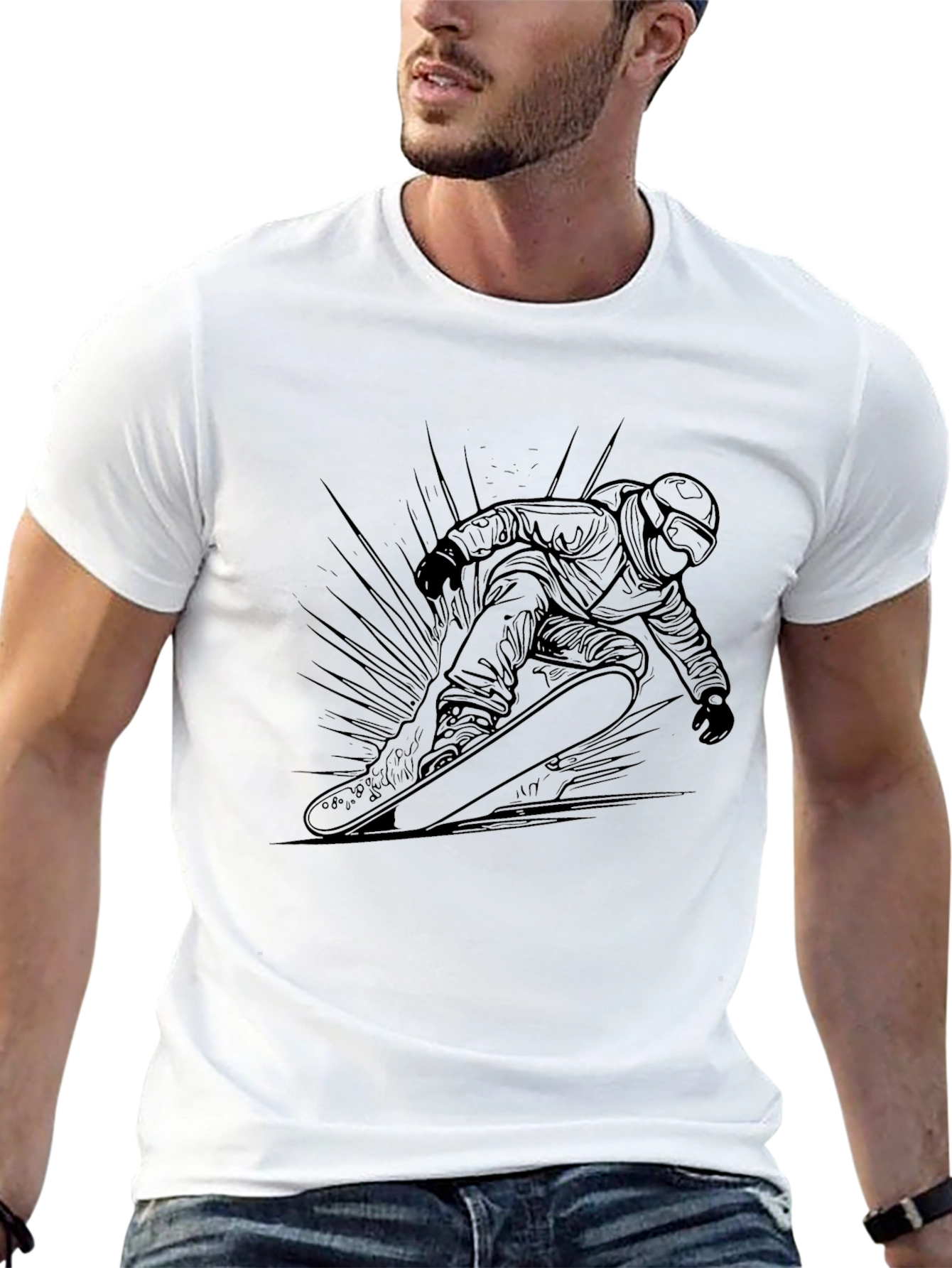 Black Snowboarder Graphic Tee - Cool Style