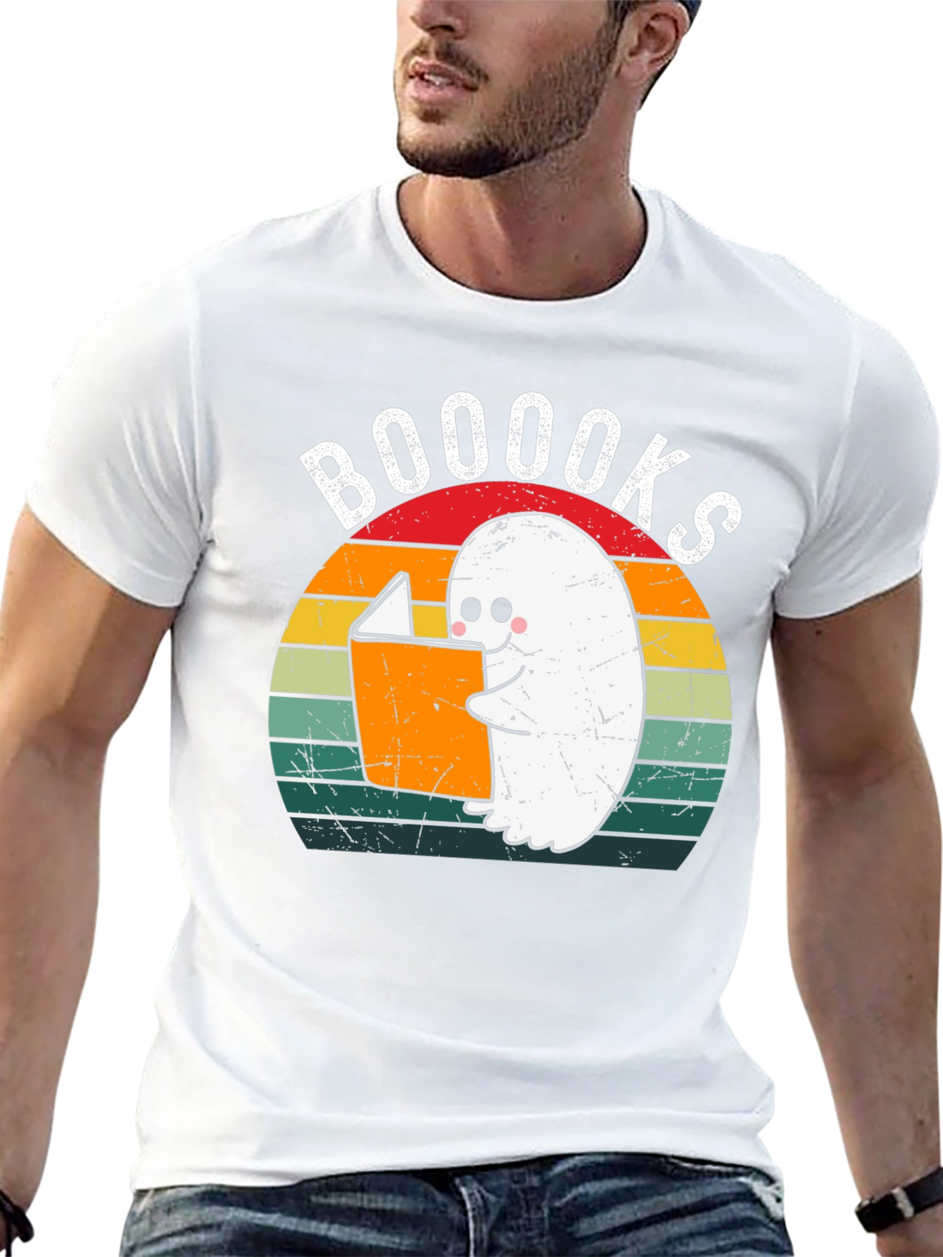 Booooks Ghost Reading T-Shirt | Halloween Book Lover Tee
