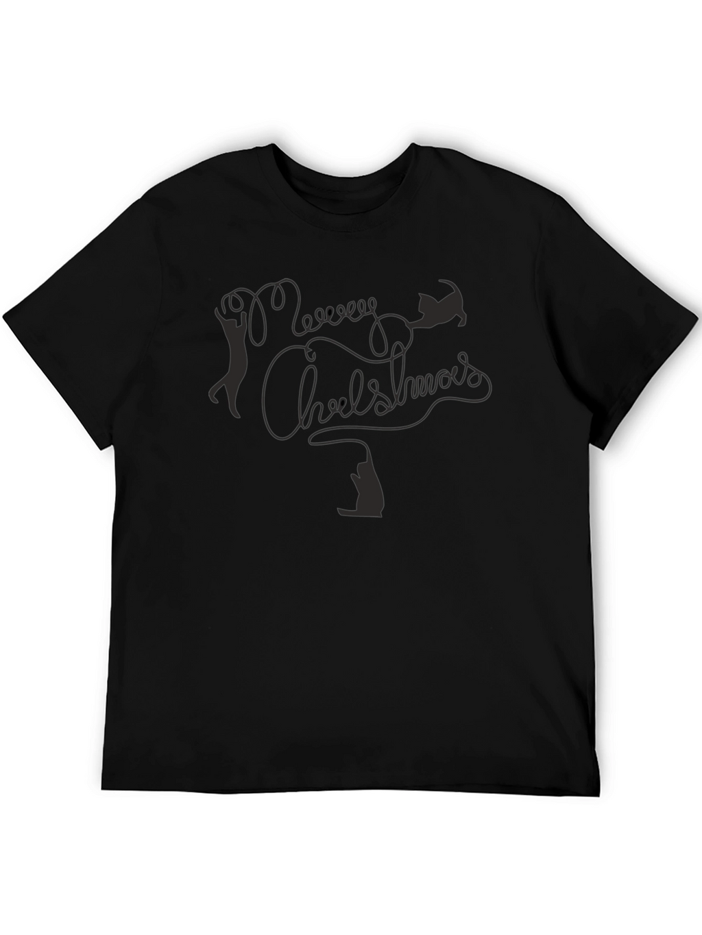 Merry Chrishmas Cat T-Shirt - Black