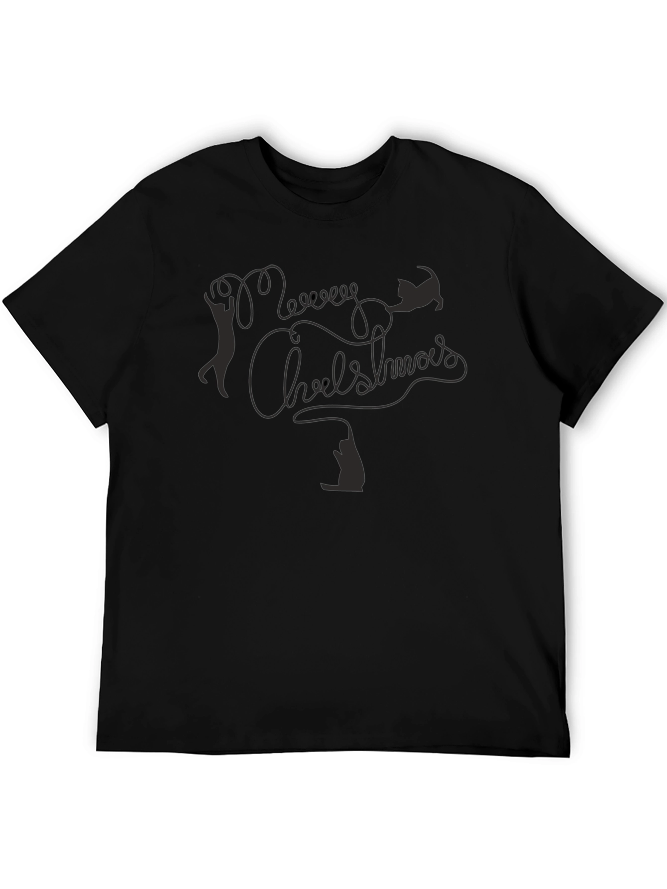 Merry Chrishmas Cat T-Shirt - Black