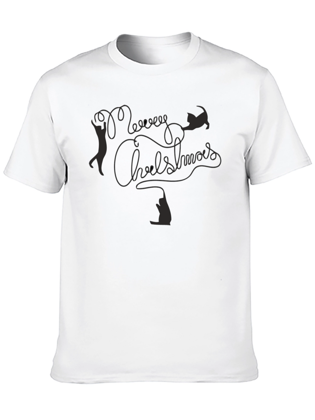 Merry Chrishmas Cat T-Shirt - Black
