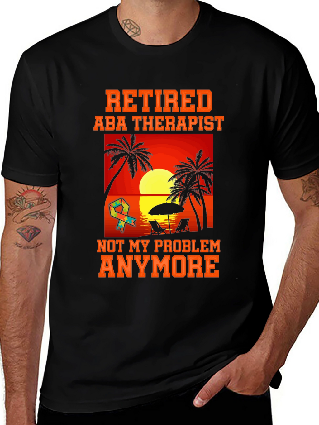 Retired ABA Therapist T-Shirt - Beach Design