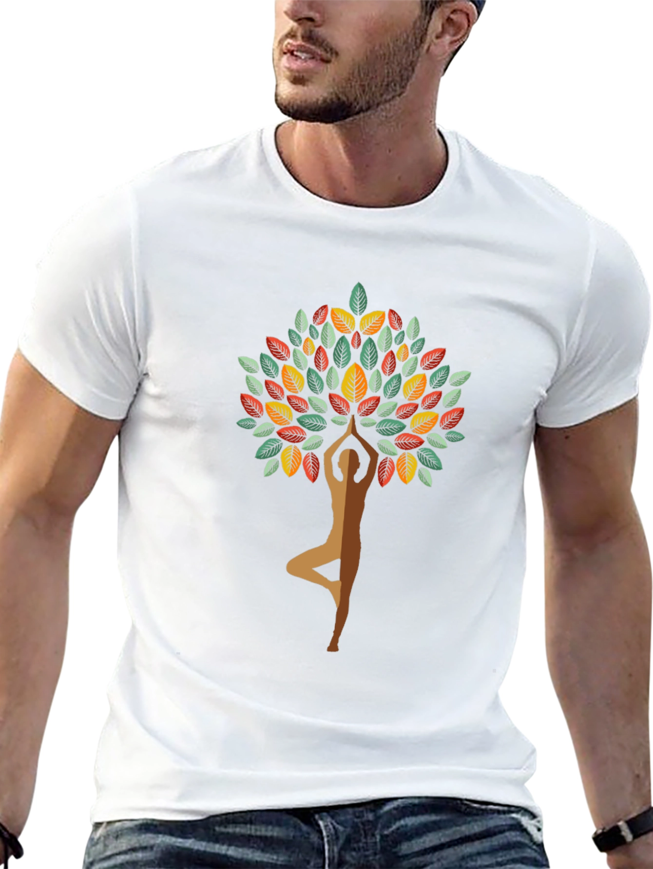 Yoga Tree Graphic Tee - Black Cotton Blend