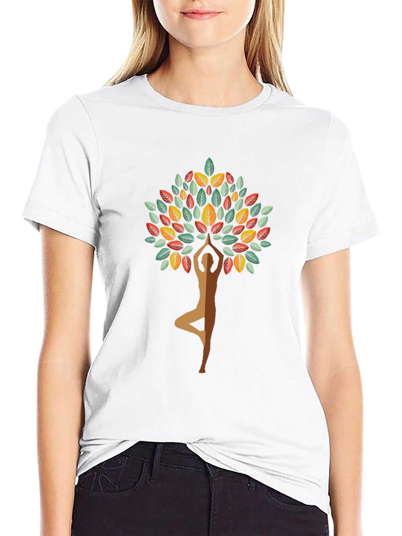 Yoga Tree Graphic Tee - Black Cotton Blend