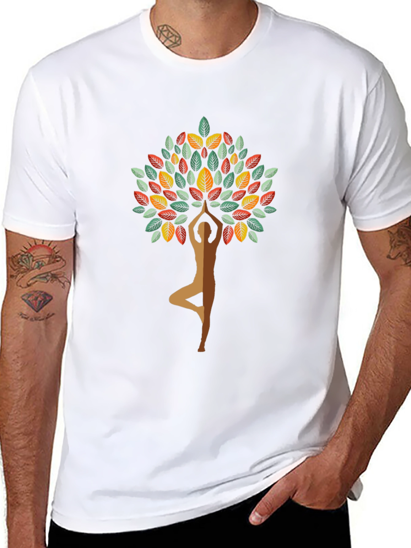 Yoga Tree Graphic Tee - Black Cotton Blend