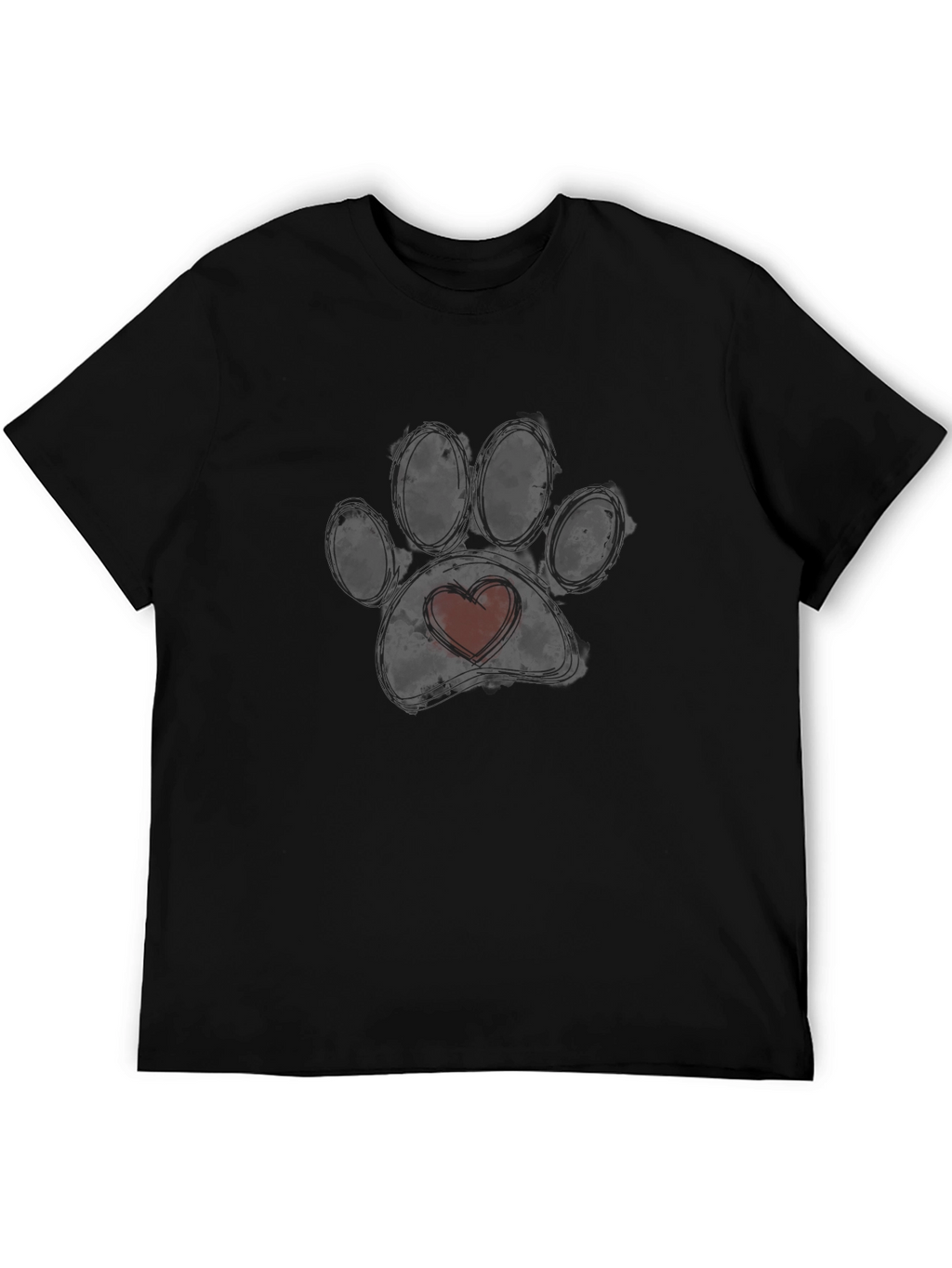Dog Paw Heart T-Shirt - Black