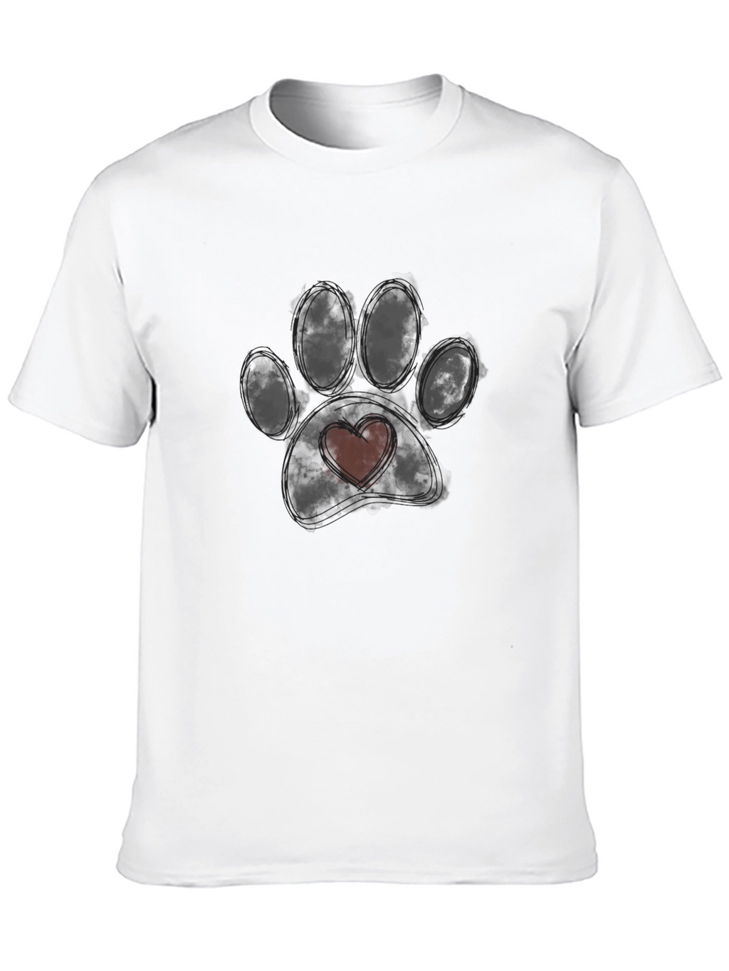 Dog Paw Heart T-Shirt - Black