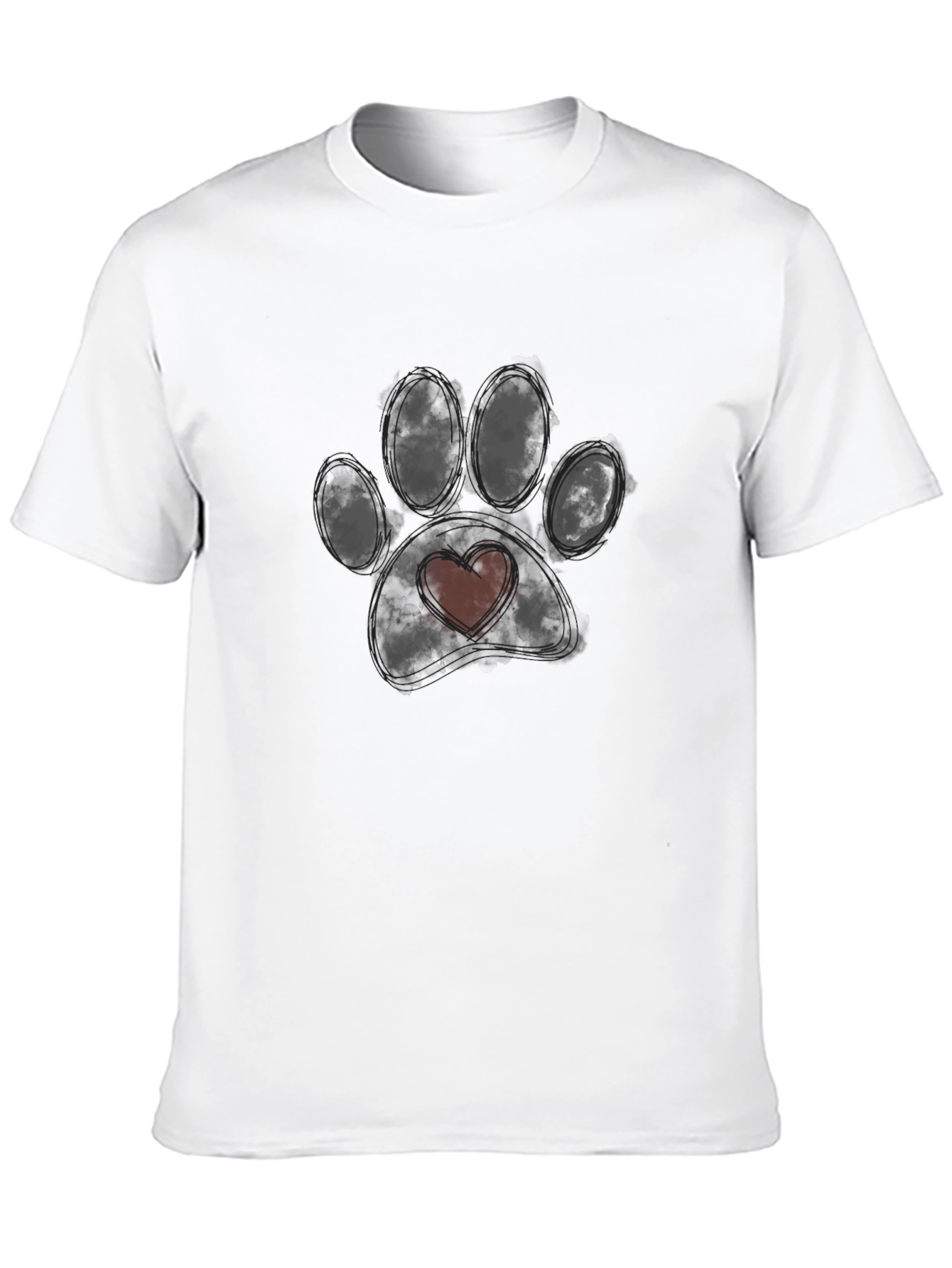 Dog Paw Heart T-Shirt - Black