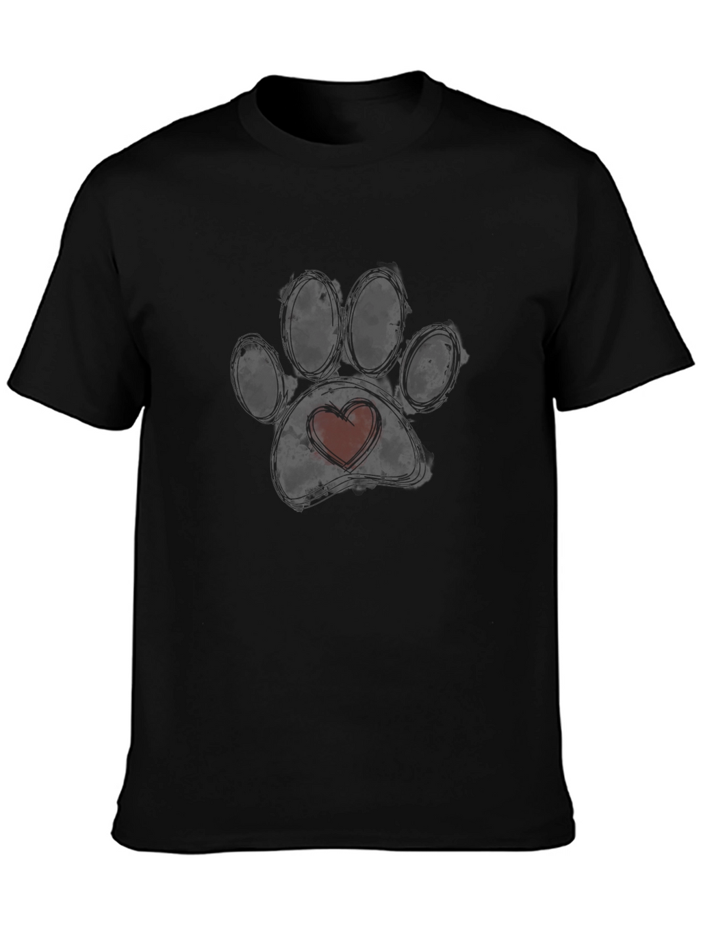 Dog Paw Heart T-Shirt - Black