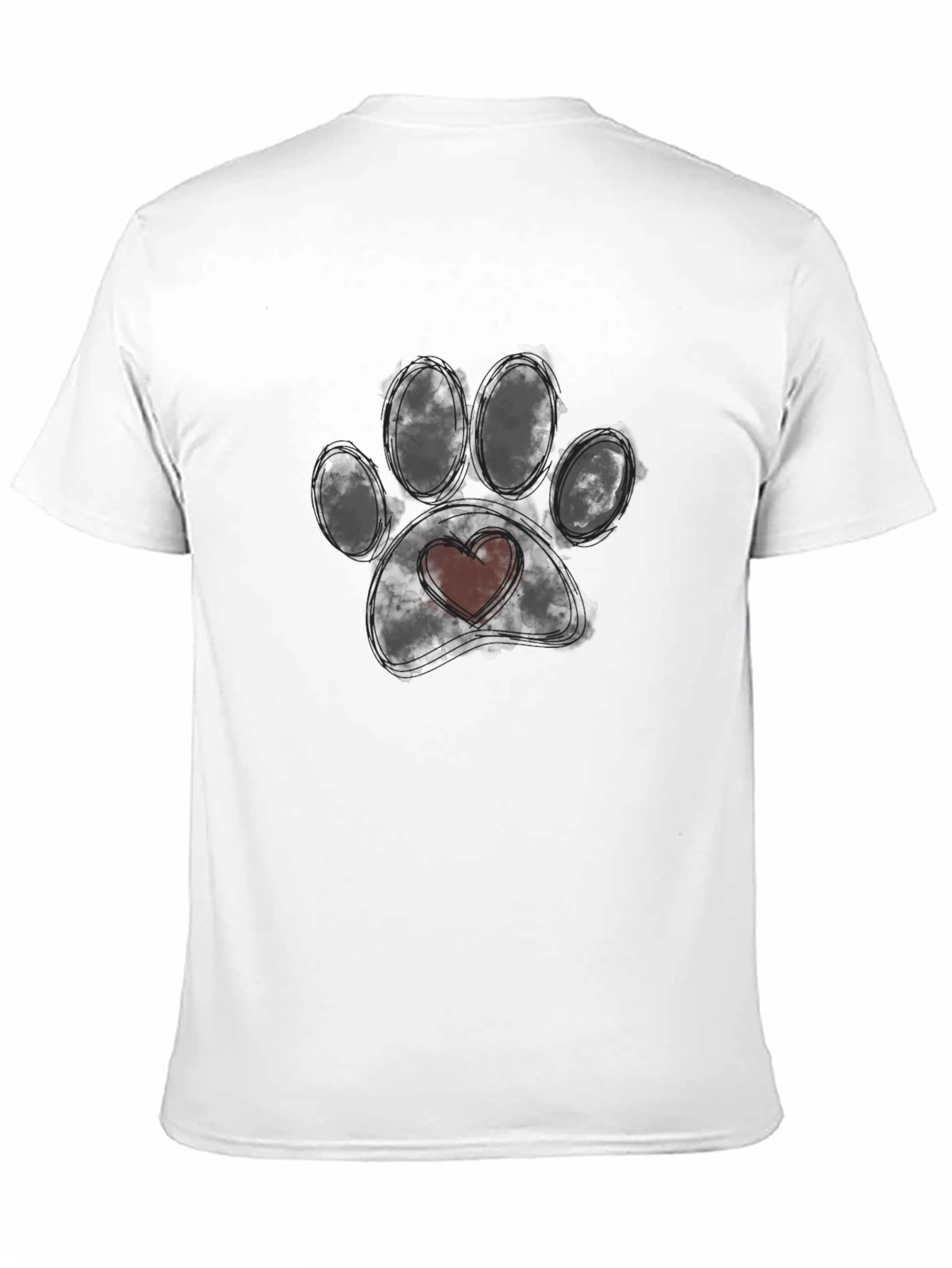 Dog Paw Heart T-Shirt - Black