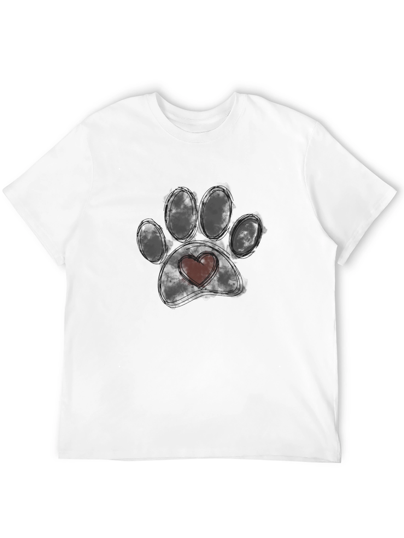 Dog Paw Heart T-Shirt - Black