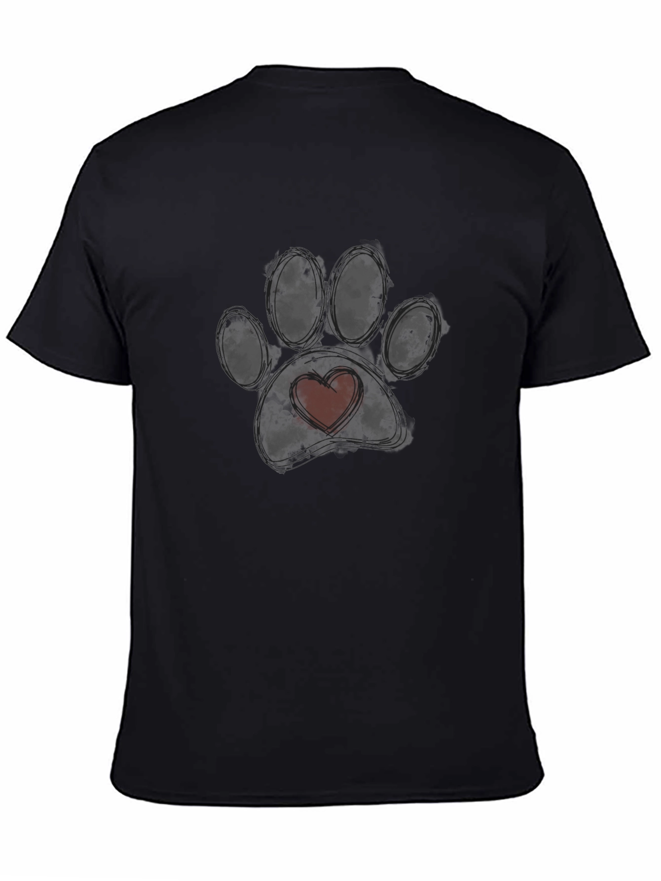 Dog Paw Heart T-Shirt - Black