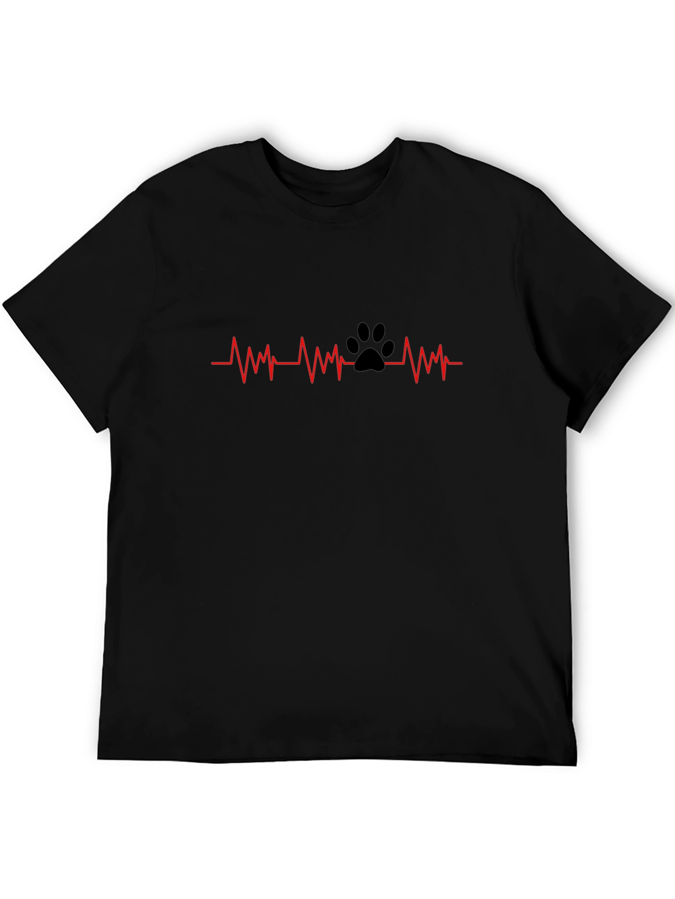 Dog Paw Heartbeat T-Shirt - Black