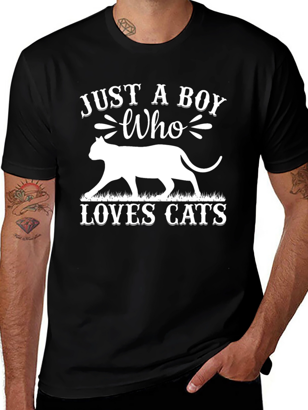 Just A Boy Who Loves Cats Graphic T-Shirt