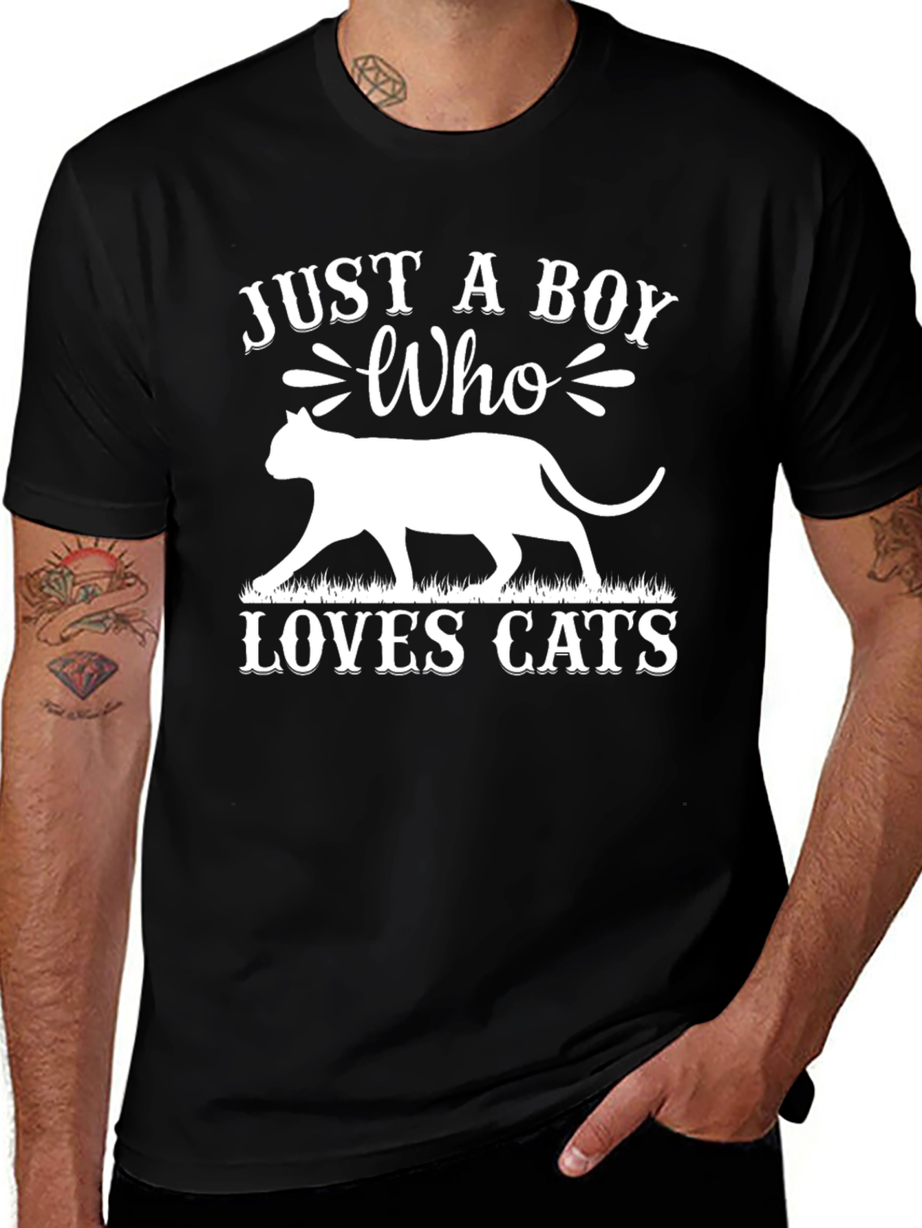 Just A Boy Who Loves Cats Graphic T-Shirt