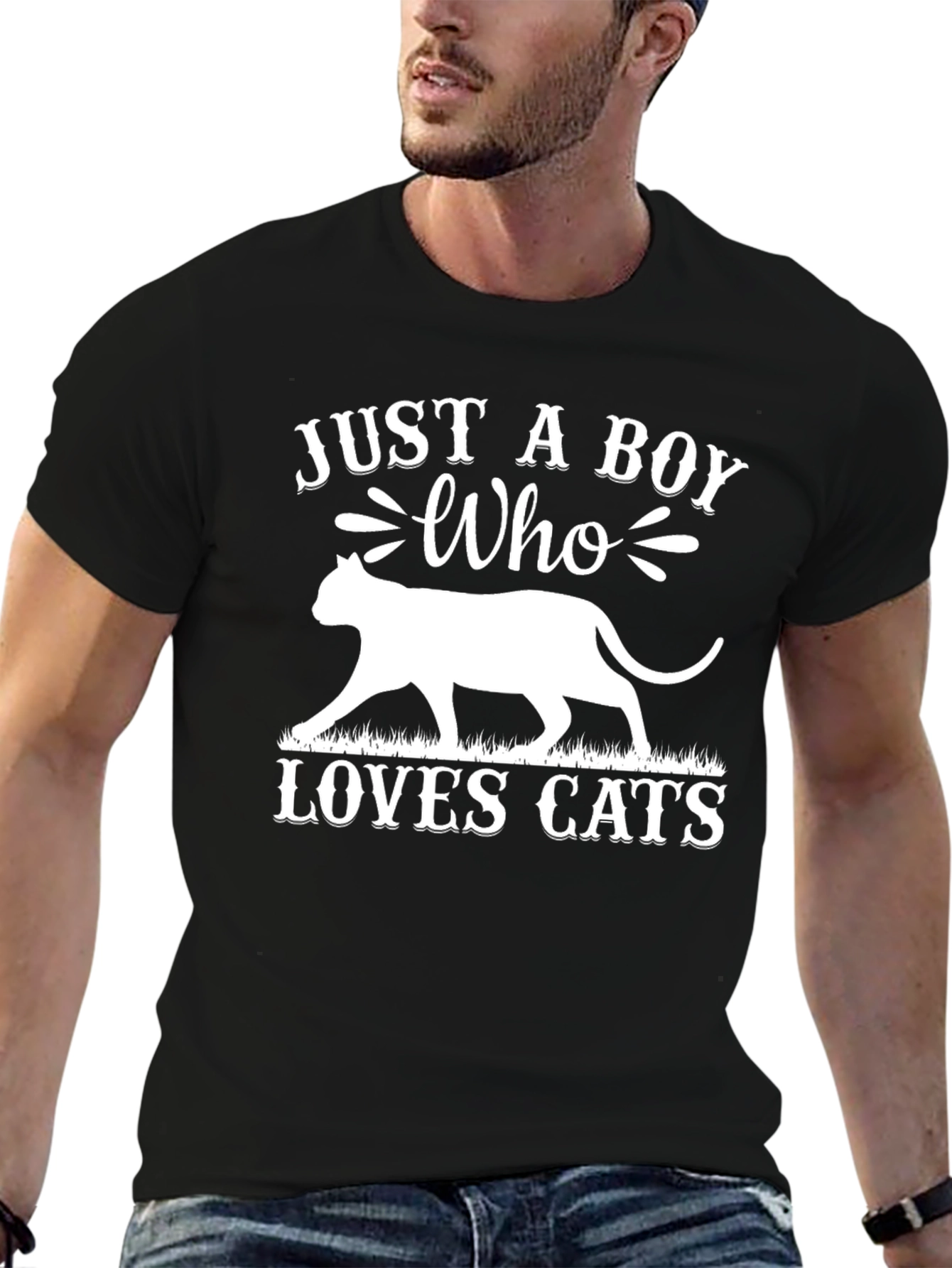 Just A Boy Who Loves Cats Graphic T-Shirt
