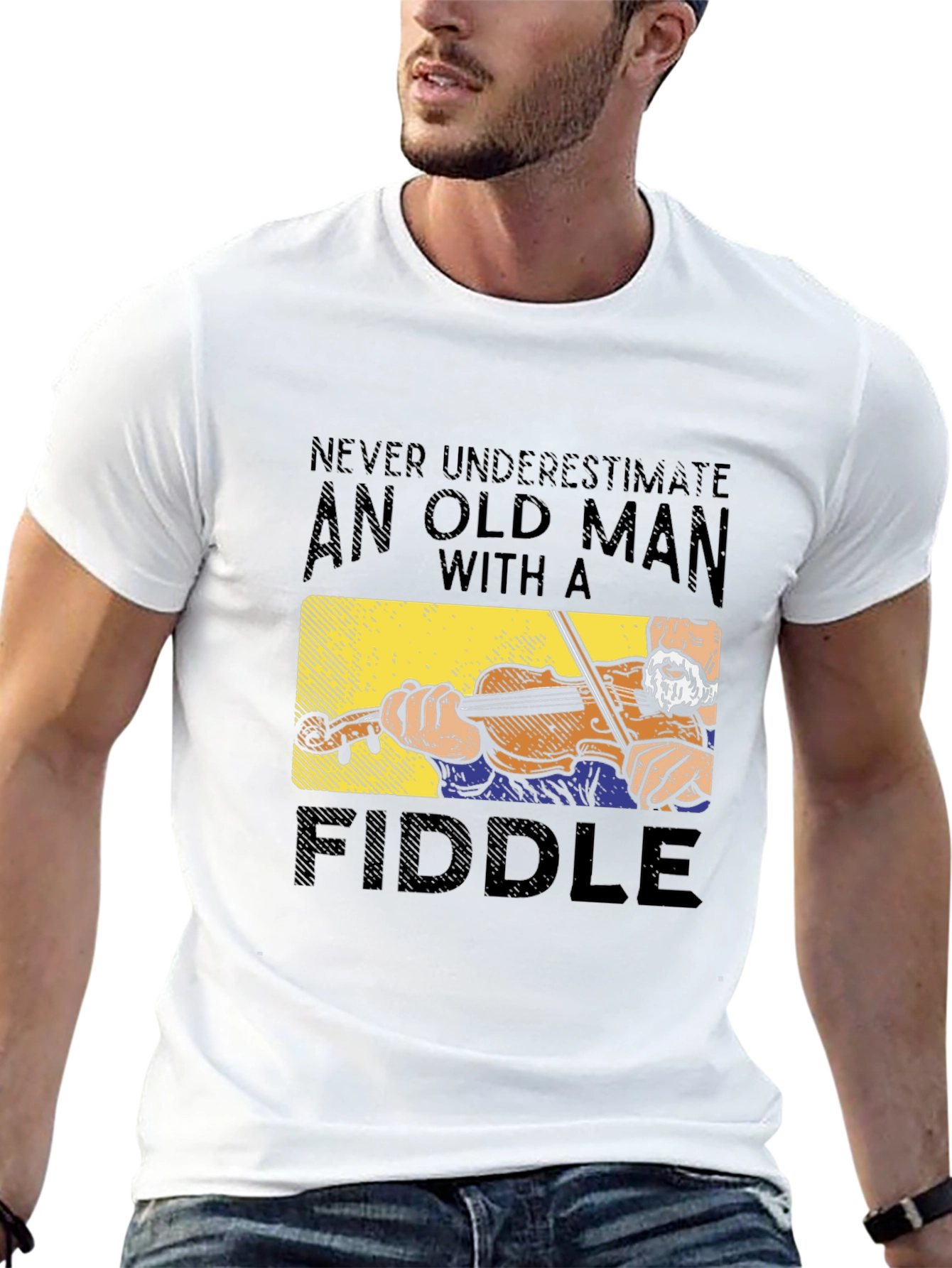 Old Man Fiddle T-Shirt - Musician Gift