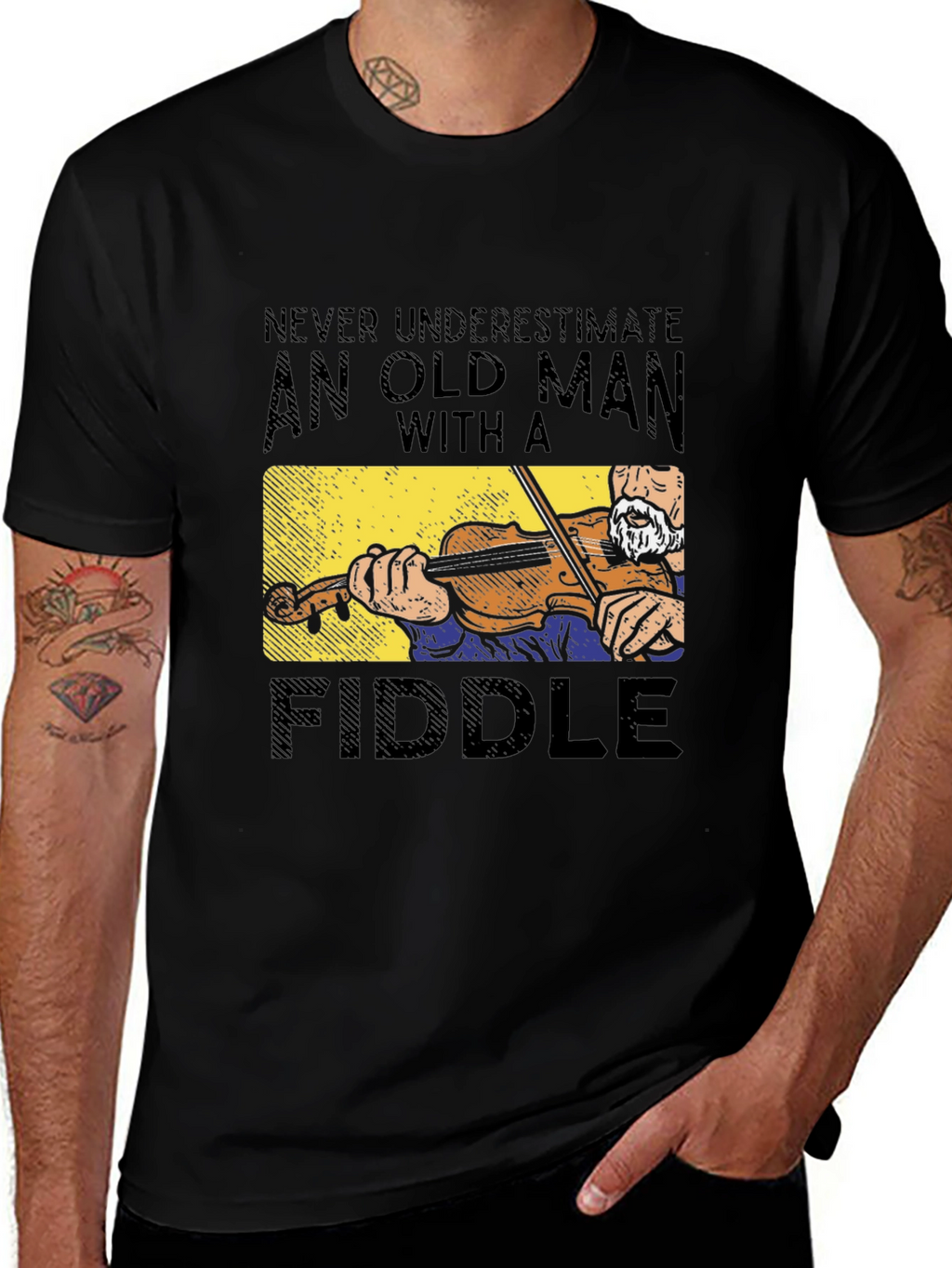 Old Man Fiddle T-Shirt - Musician Gift