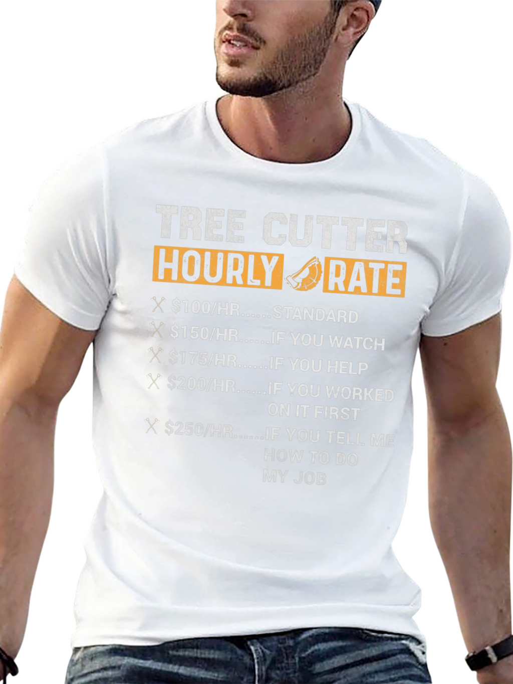 Tree Cutter Hourly Rate Funny Black T-Shirt
