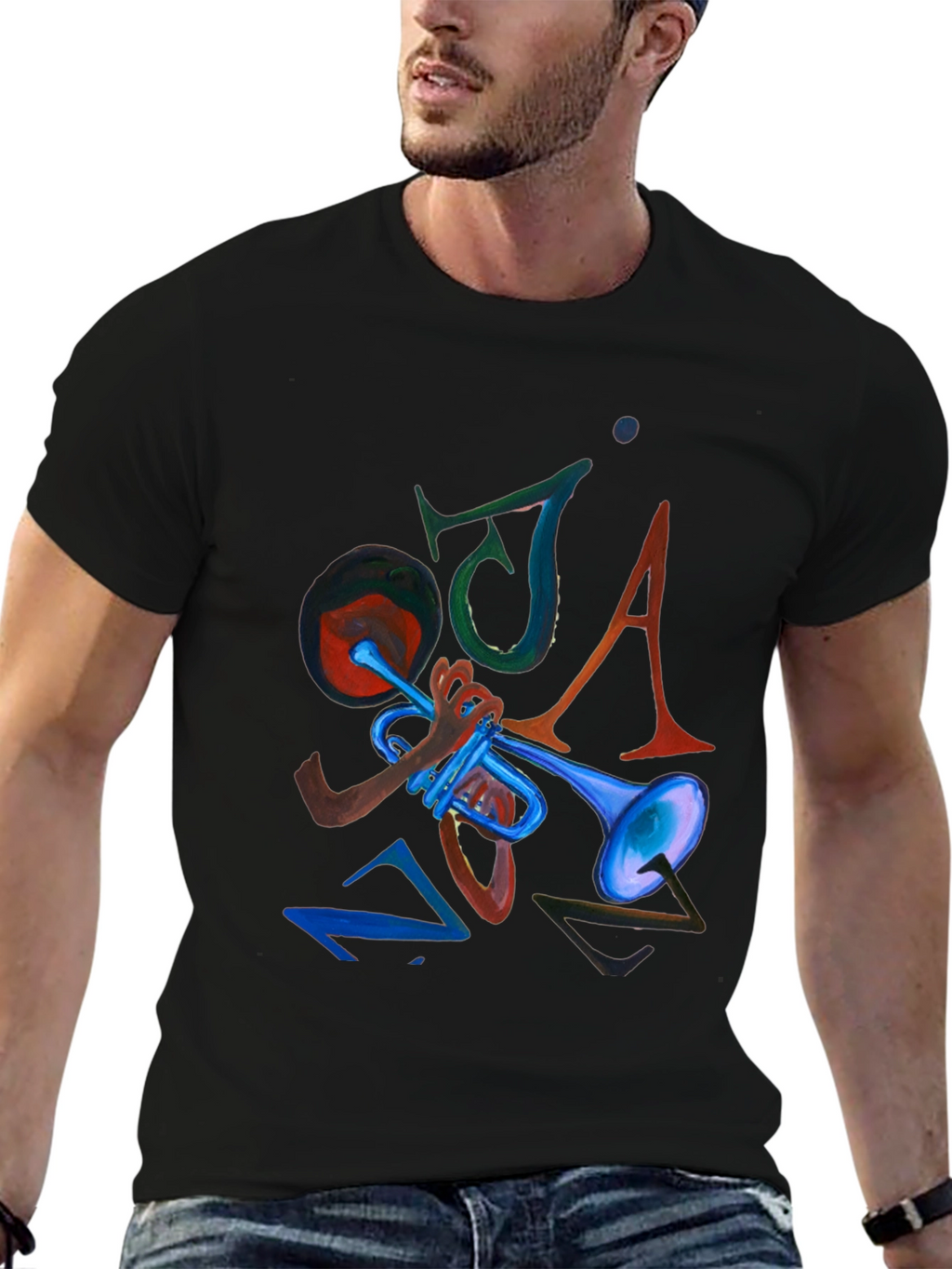 JAZZ Graphic Print Black Tee