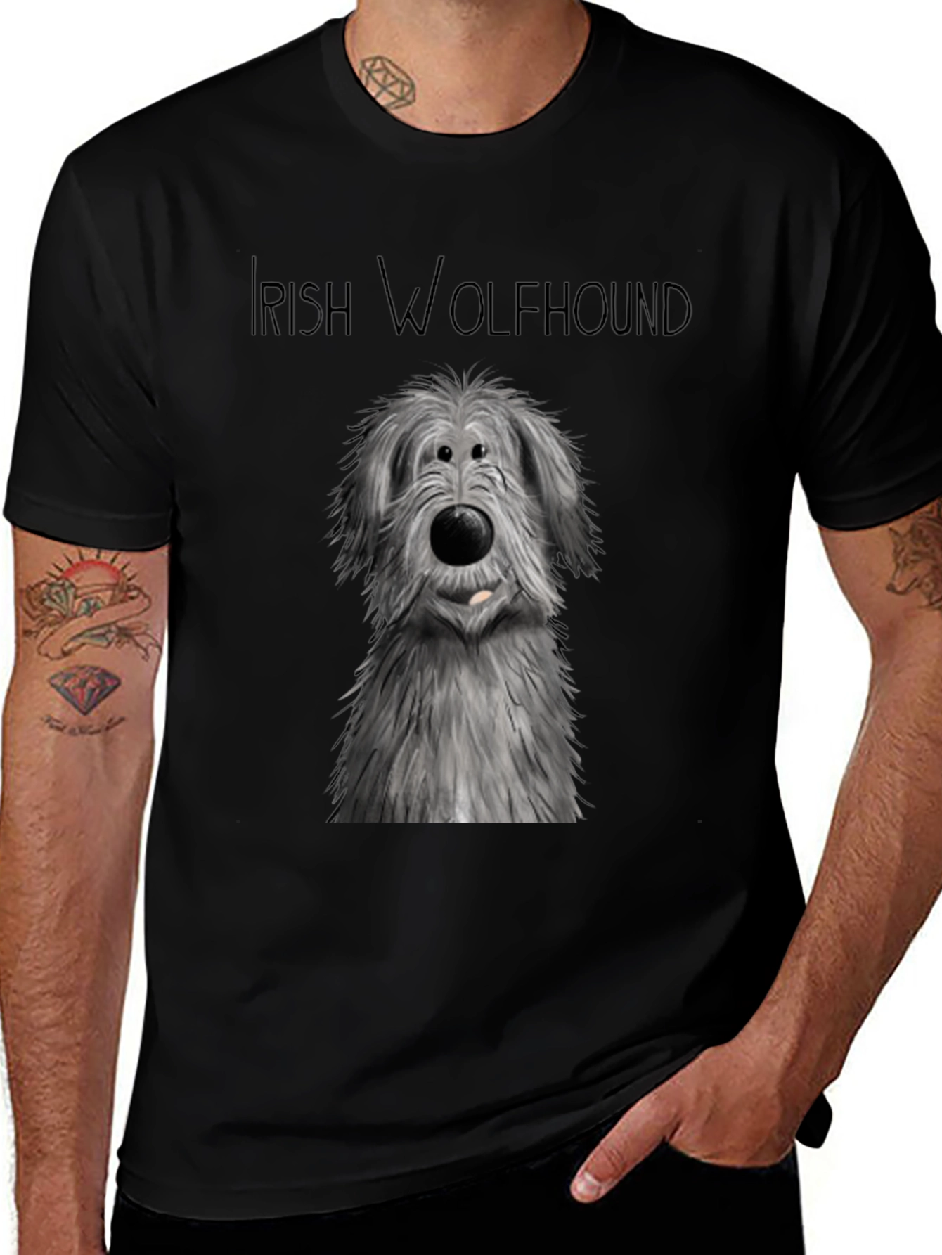 Irish Wolfhound Graphic Tee - Black Cotton Comfort