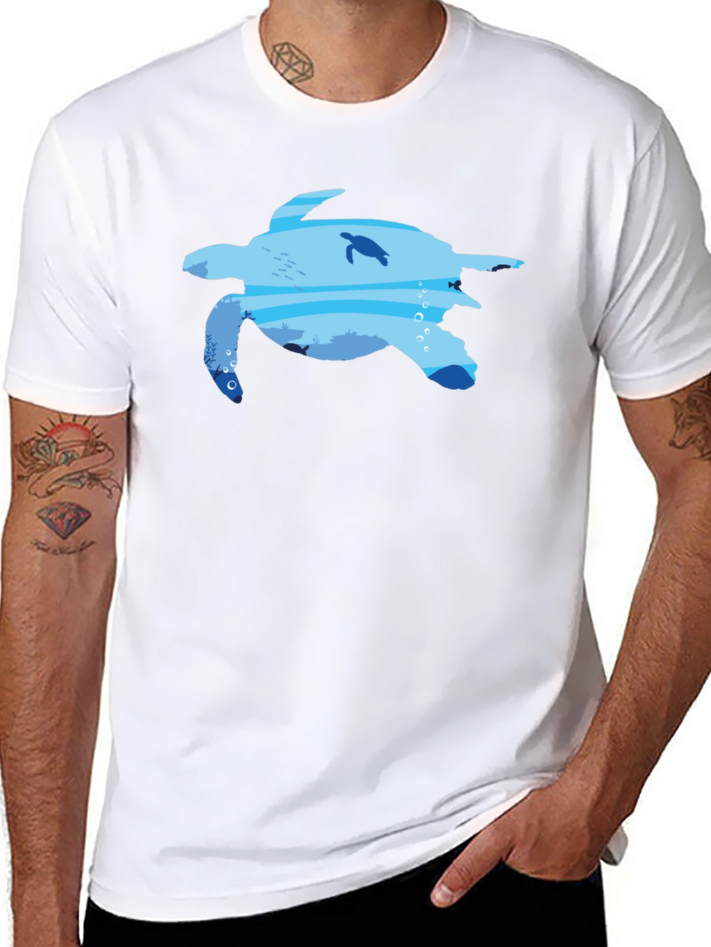 Sea Turtle Ocean Graphic Black T-Shirt