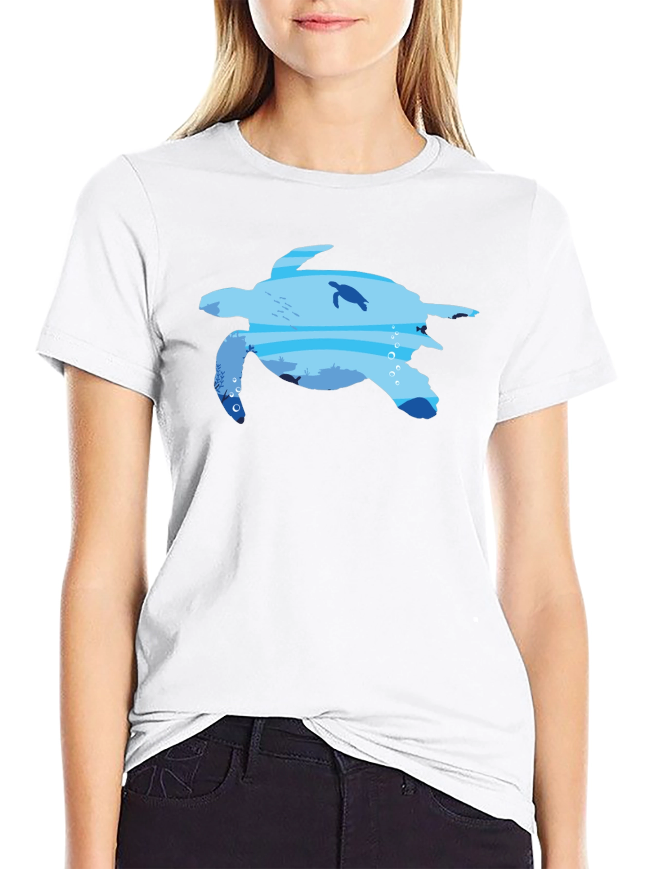 Sea Turtle Ocean Graphic Black T-Shirt
