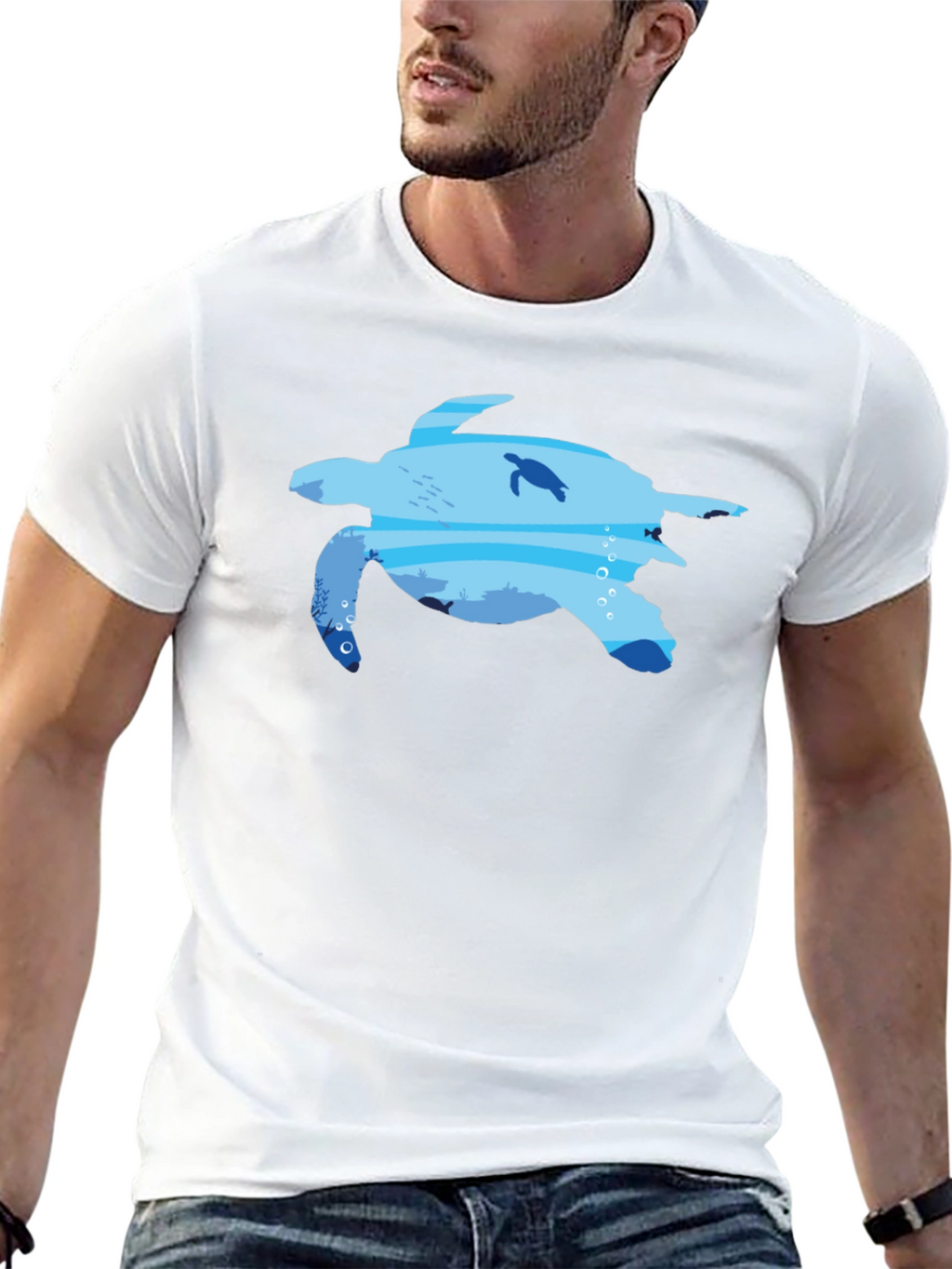 Sea Turtle Ocean Graphic Black T-Shirt