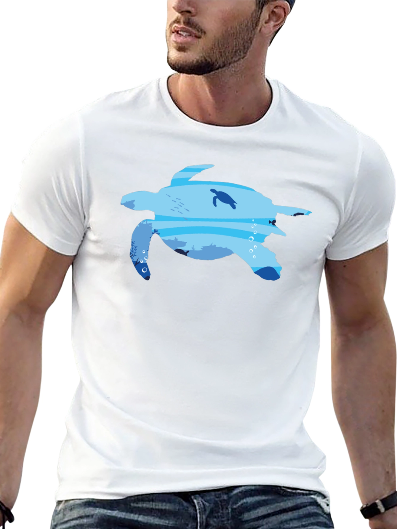 Sea Turtle Ocean Graphic Black T-Shirt