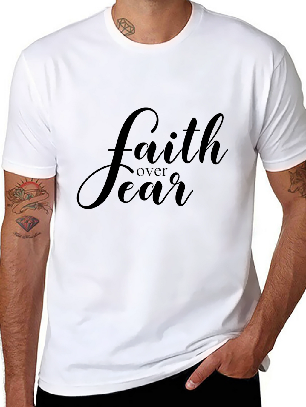 Faith Over Fear Black Graphic T-Shirt