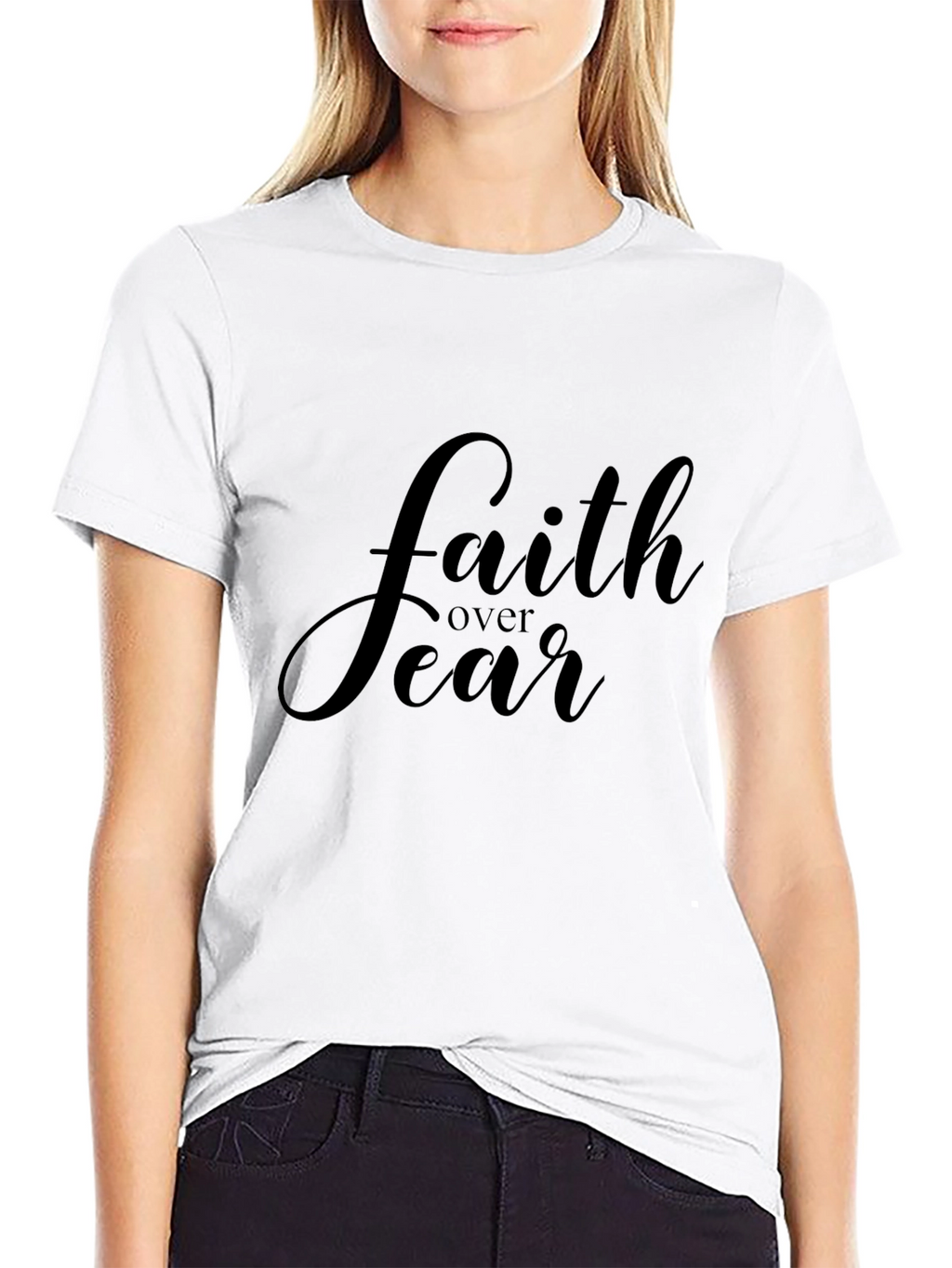 Faith Over Fear Black Graphic T-Shirt