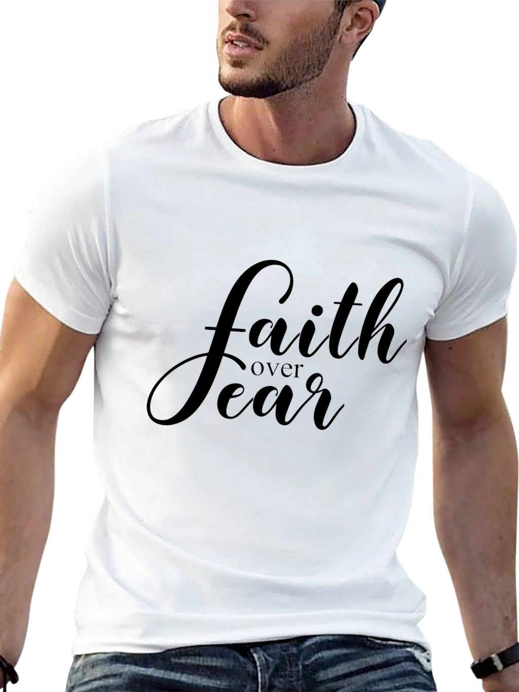 Faith Over Fear Black Graphic T-Shirt