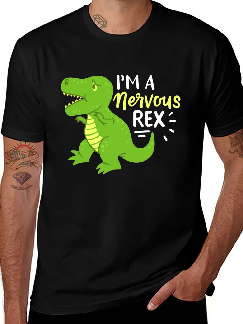 Nervous Rex T-Shirt - Funny Dinosaur Graphic Tee